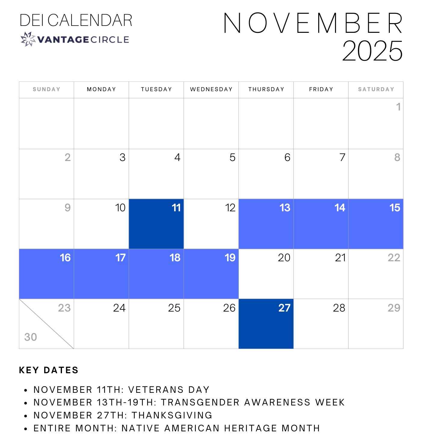 Dei Calendar 2025: Key Dates For Celebrating Diversity And within Dei Calendar November 2025