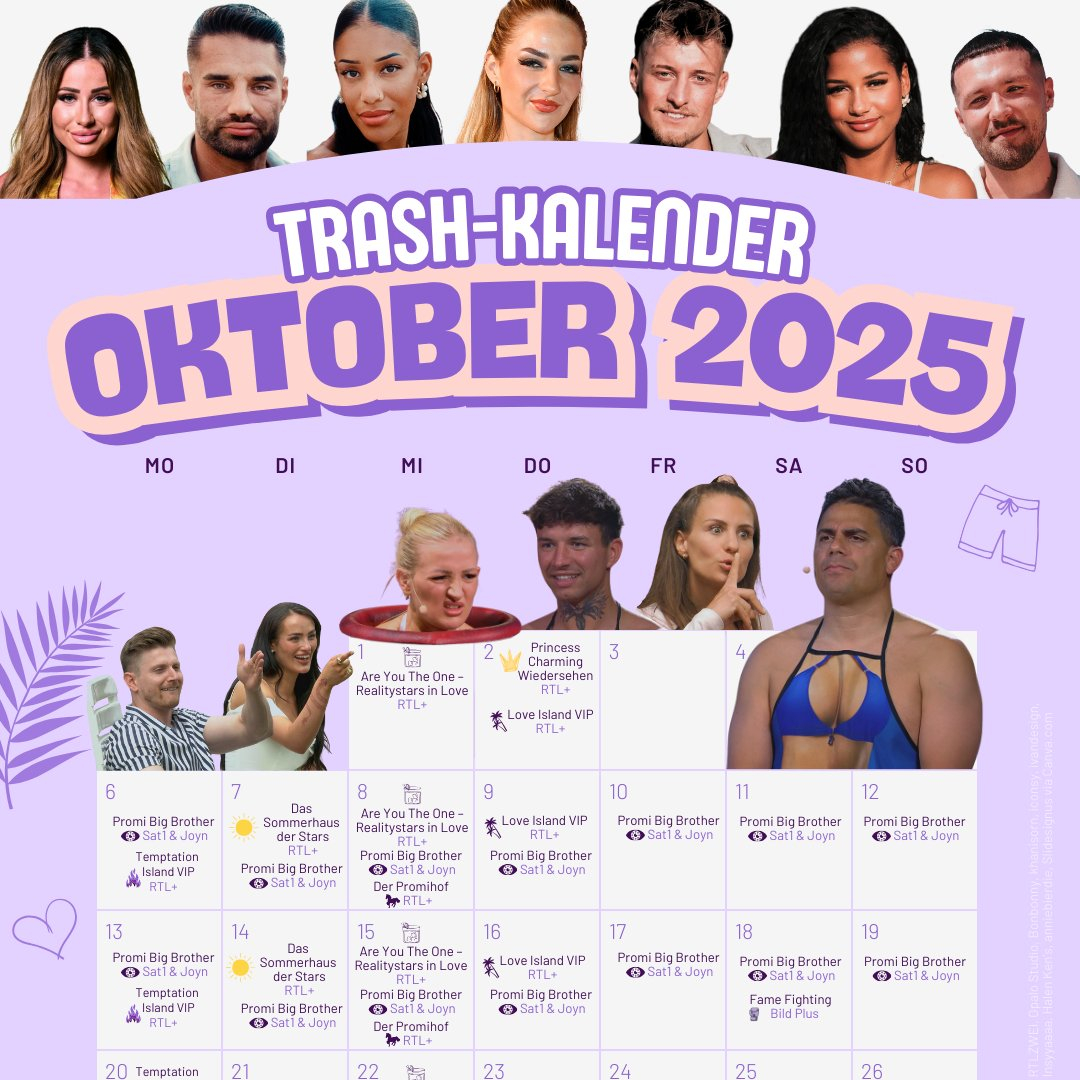 Der Trash-Tv-Kalender 2025: Diese Reality-Formate Laufen Im Oktober within November 2025 Tv And Streaming Calendar