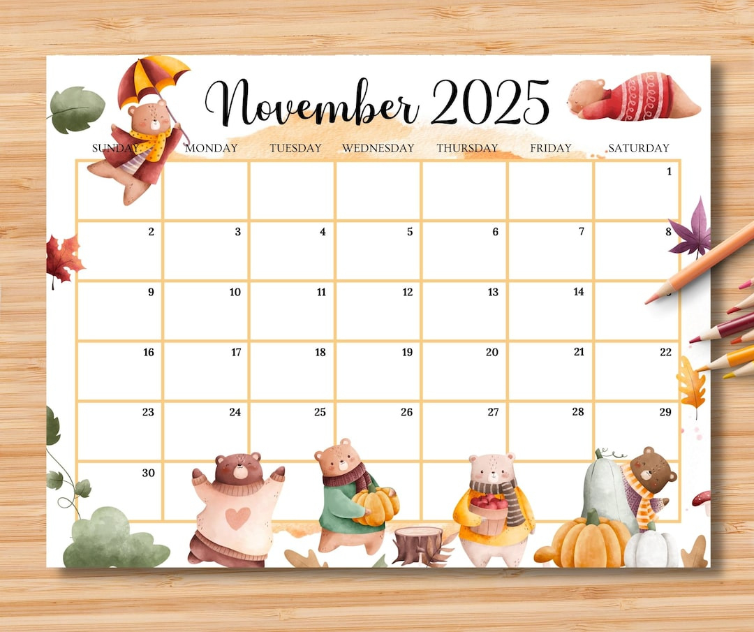 Editable November 2025 Calendar, Beautiful Autumn Planner W/Cute pertaining to Google Calendar November 2025