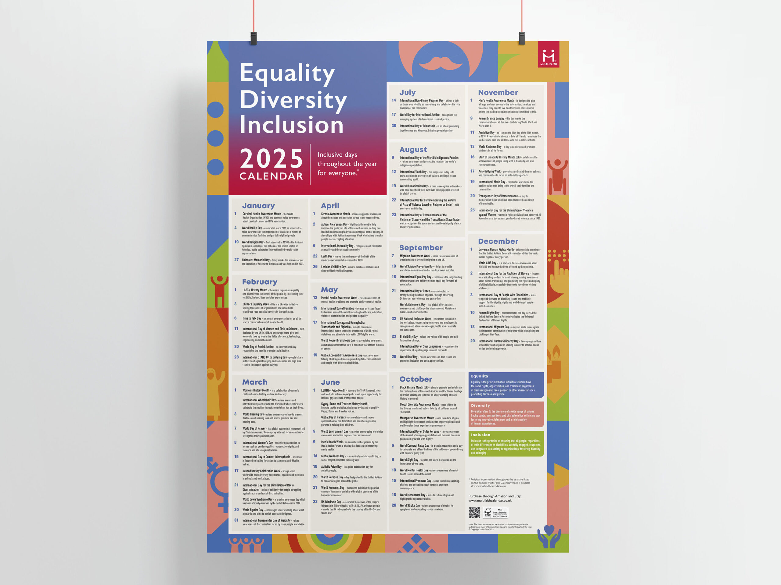 Equality Diversity Inclusion (Edi) Calendar 2025 | A2 Poster within 2025 November Diversity Calendar