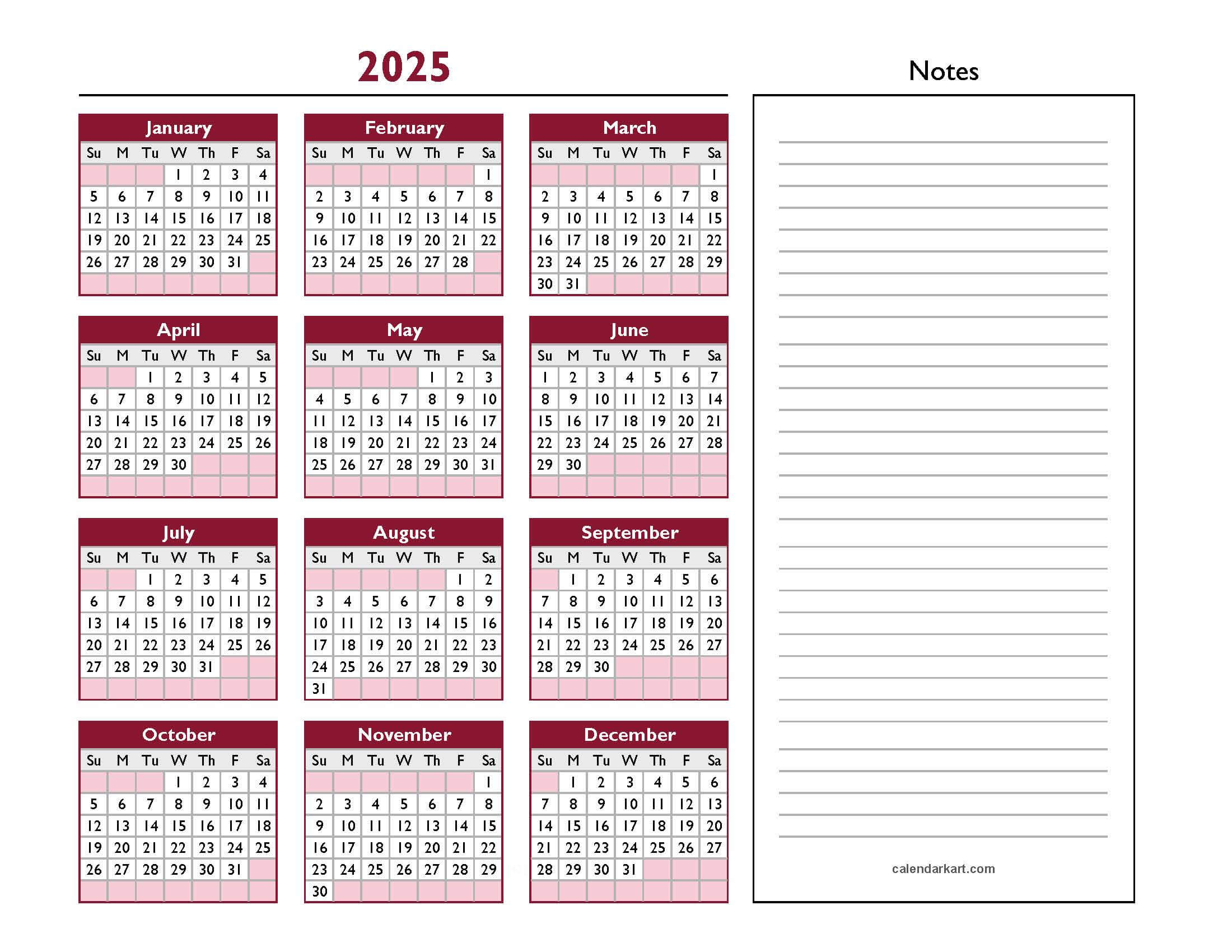 Excel Calendar Template 2025 - Calendarkart with November 2025 Calendar Printable For Excel