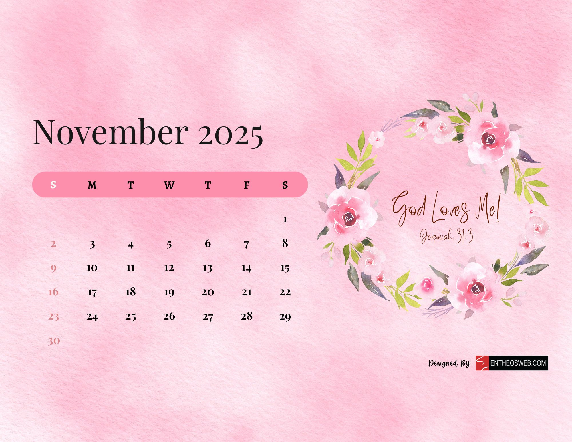 Free 2025 Christian Calendar Printable With Bible Verses | Entheosweb with November 2025N Calendar