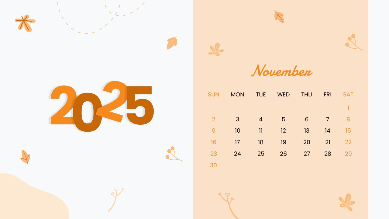 Free 2025 November Calendar Template For Powerpoint And Google with Google Calendar - November 2025