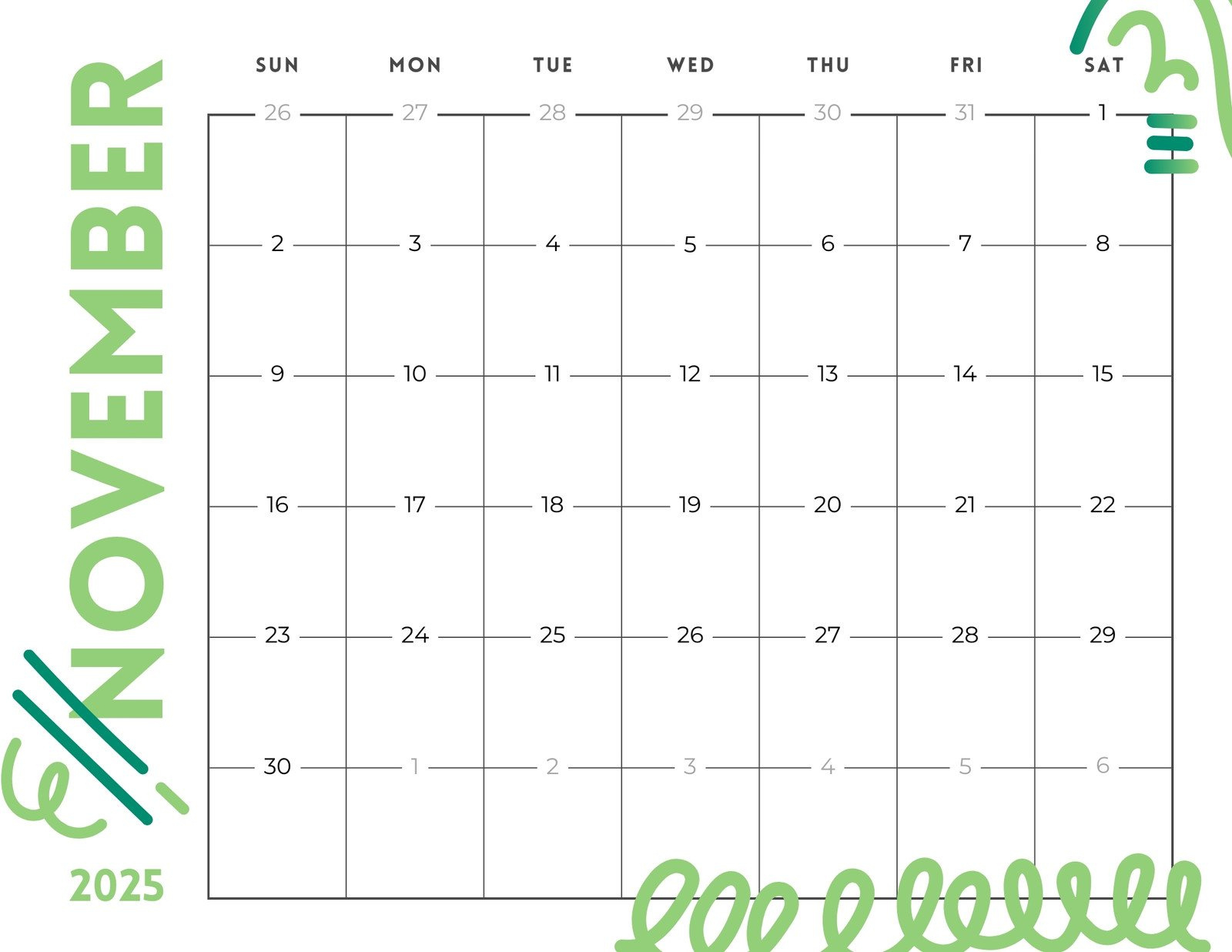 Free And Printable November 2025 Calendar Templates | Canva throughout November 2025 Calendar Typecalendar
