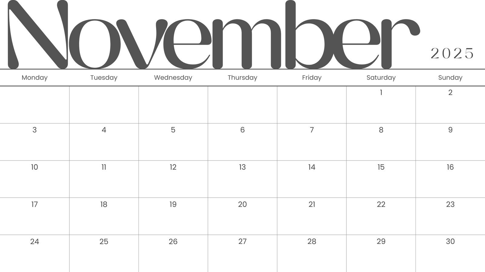 Free And Printable November 2025 Calendar Templates | Canva throughout Printable Free November 2025 Calendar