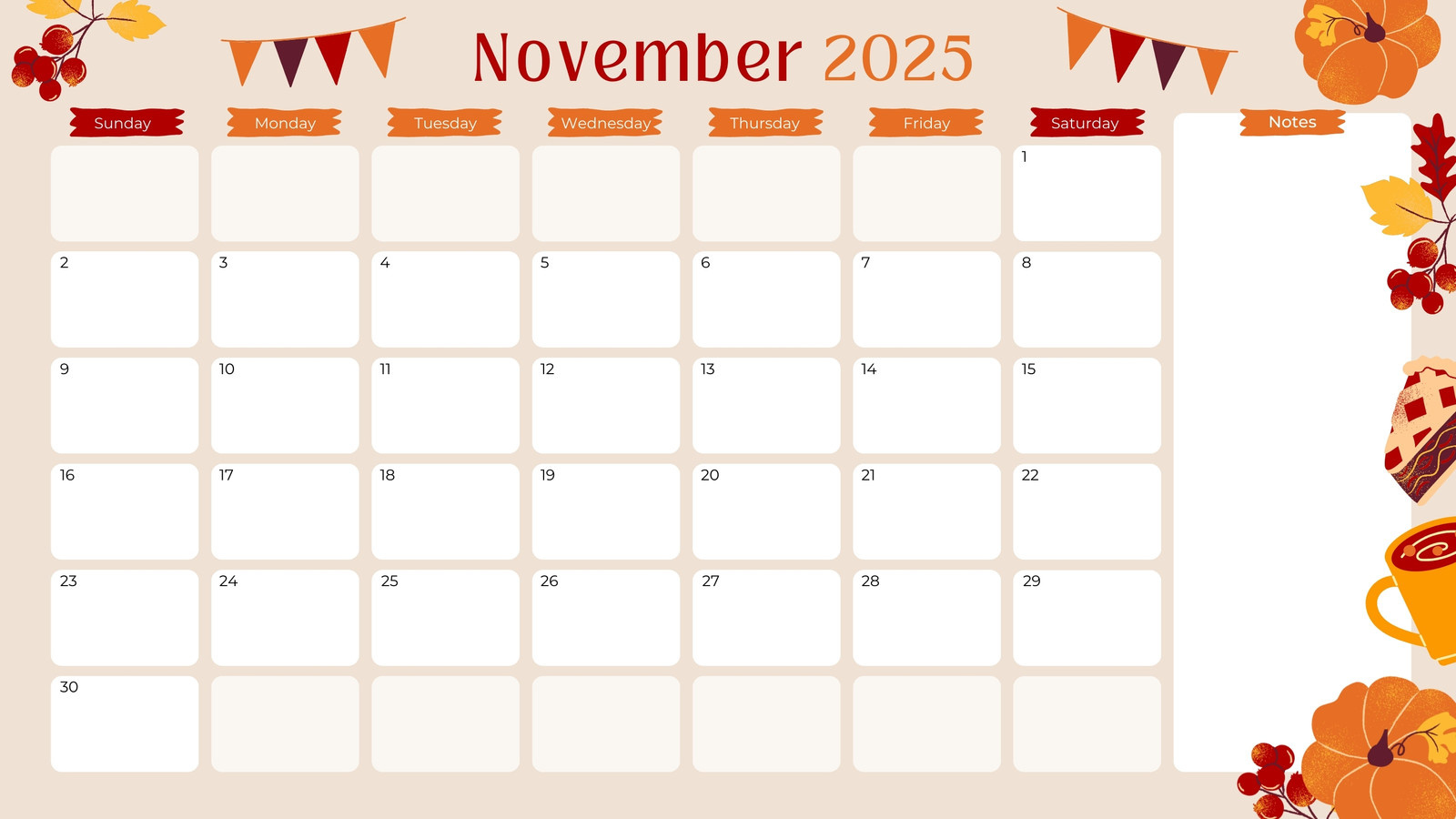 Free And Printable November 2025 Calendar Templates | Canva with regard to November 2025 Calendar Thanksgiving Printable