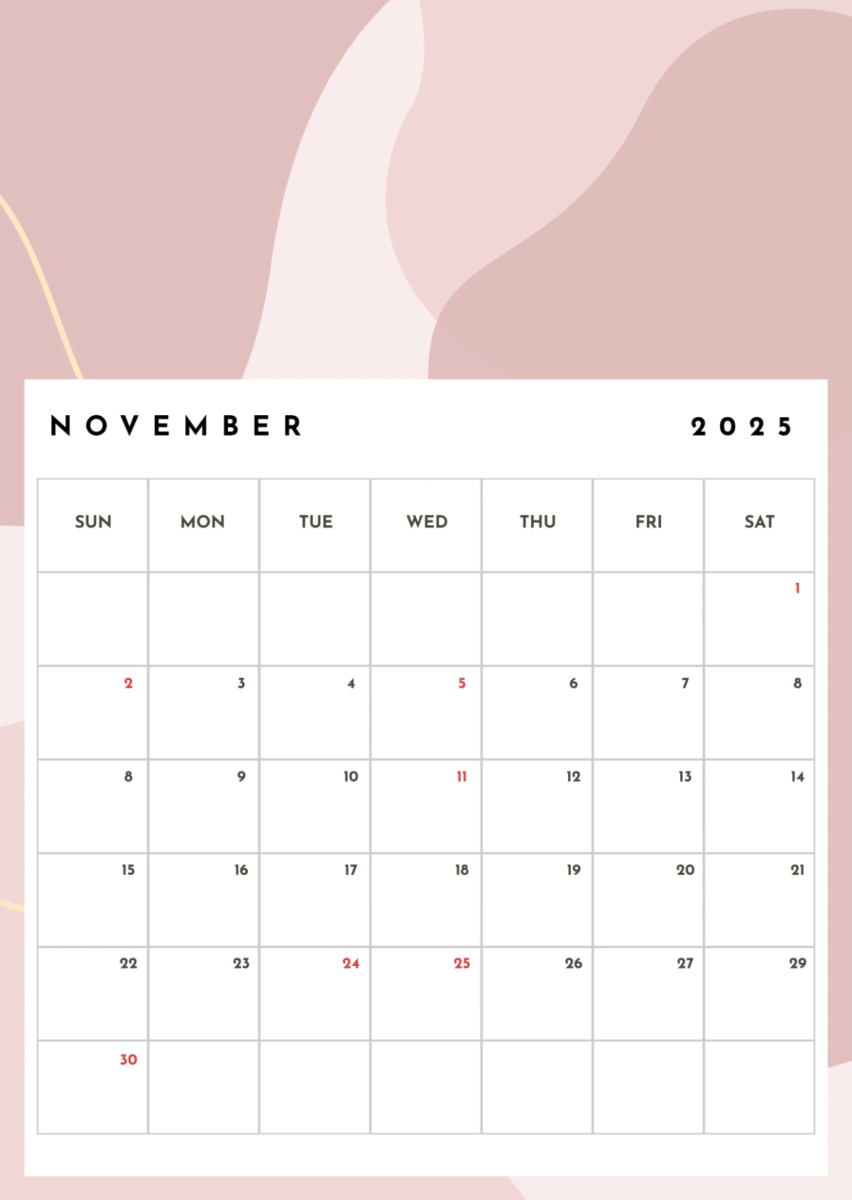 Free November 2025 Content Calendar Template To Edit Online within Content Calendar November 2025