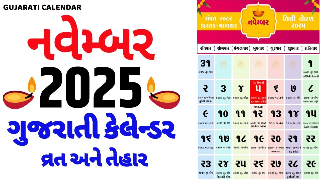 Gujarati Calendar 2025 November | ગુજરાતી કેલેન્ડર 2025 | November 2025  Gujarati Calendar with November Gujarati Calendar 2025
