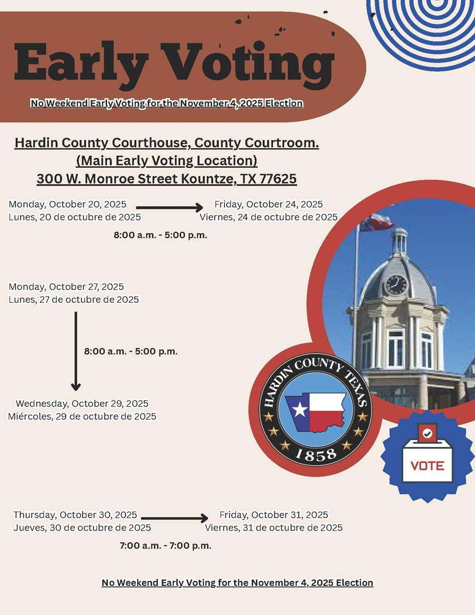 Hardin County Elections Department with November 4 2025 Election Law Calendar