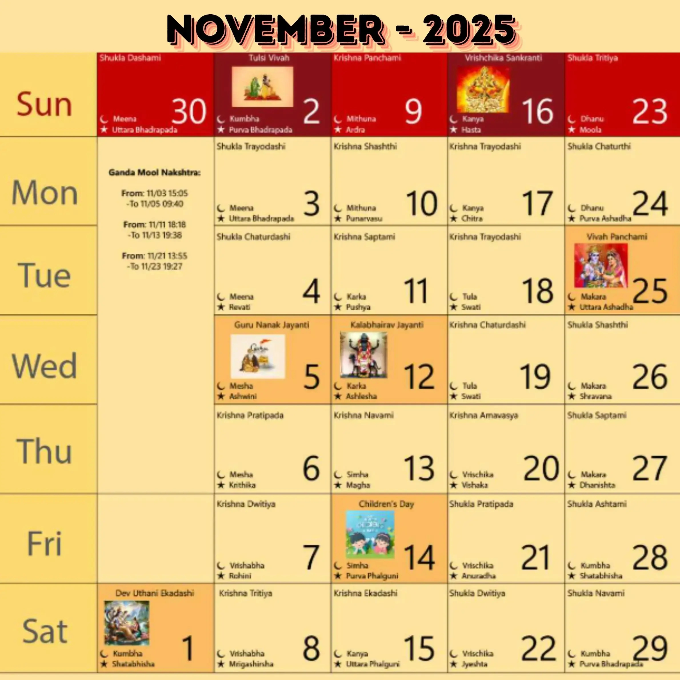 Hindu Festivals In November 2025: Complete Calendar intended for Calendar Events November 2025