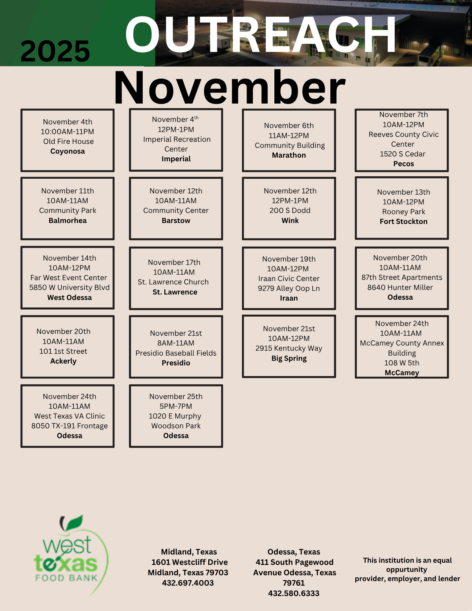 How To Get Help – West Texas Food Bank inside Food Bank Calendar November 2025