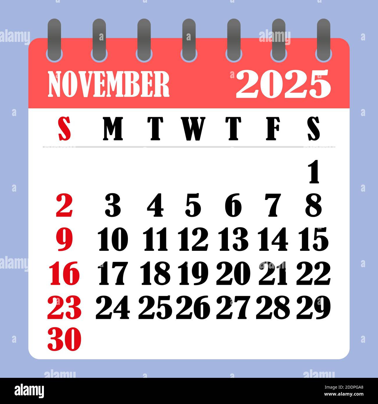 Letter Calendar For November 2025. The Week Begins On Sunday. Time within Show November 2025 Calendar