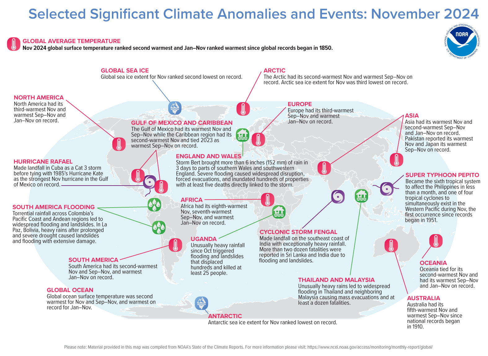 Monthly Climate Reports | Global Climate Report | November 2024 pertaining to Weather Calendar November 2025