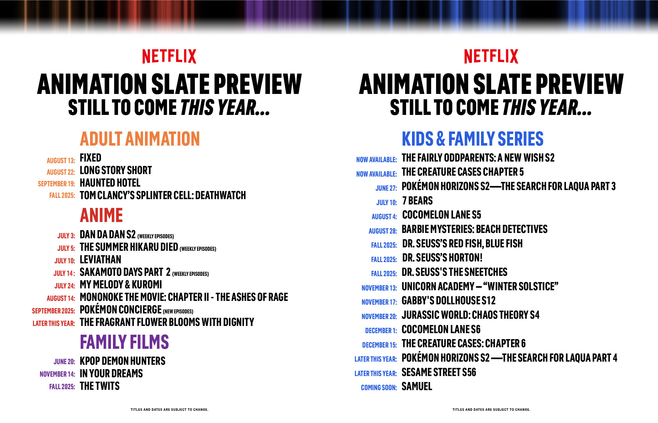 Netflix Releases Animation Calendar For Second Half Of 2025 with regard to November 2025 Movie Calendar