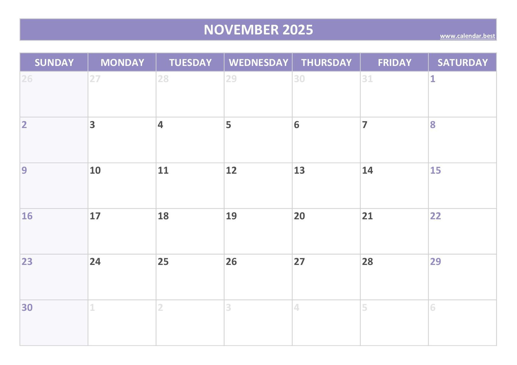 November 2025 Calendar -Calendar.best inside Astrological Calendar November 2025
