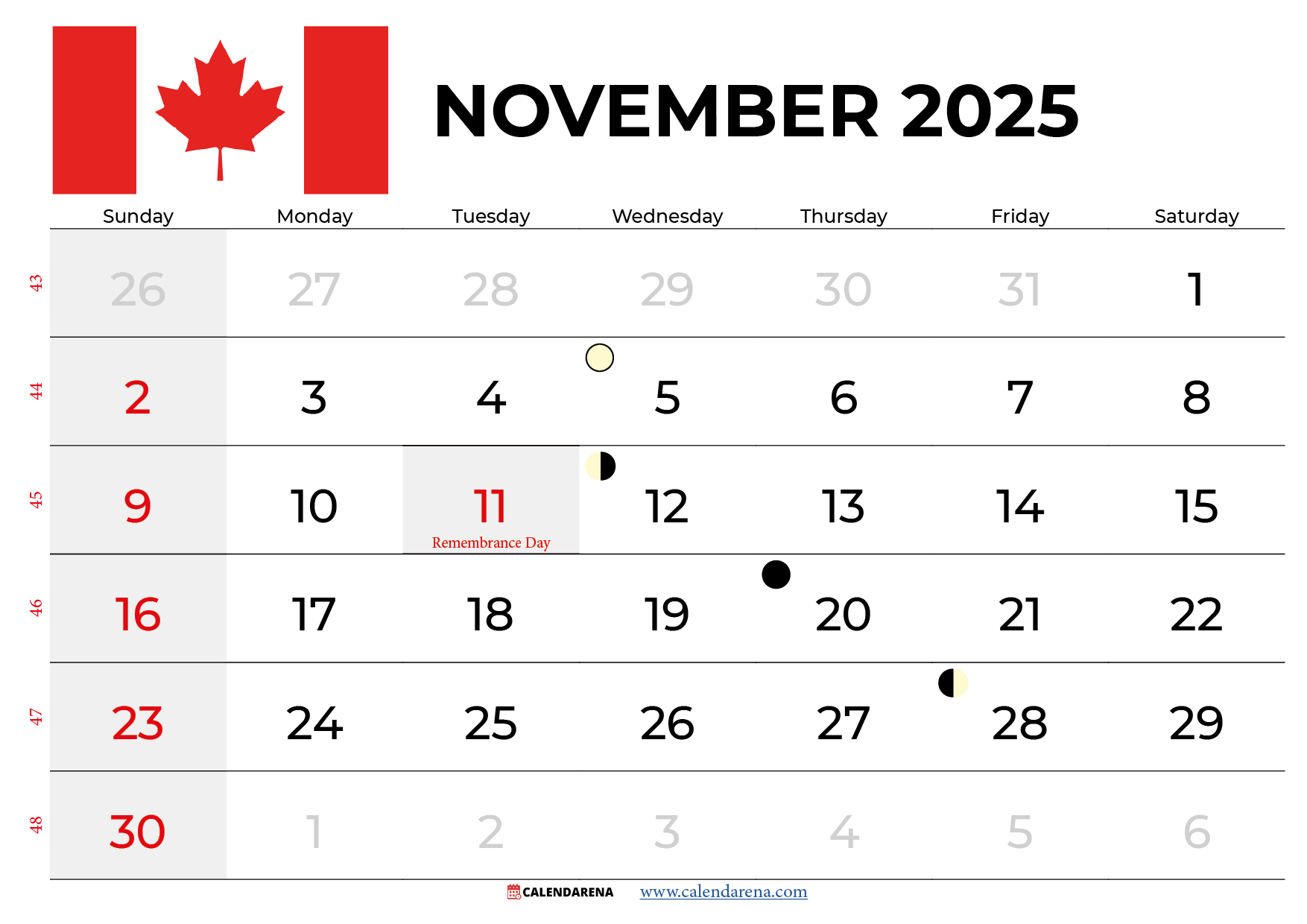 November 2025 Calendar Canada: Free Printables & Holidays throughout November 2025 Calendar With Holidays Canada