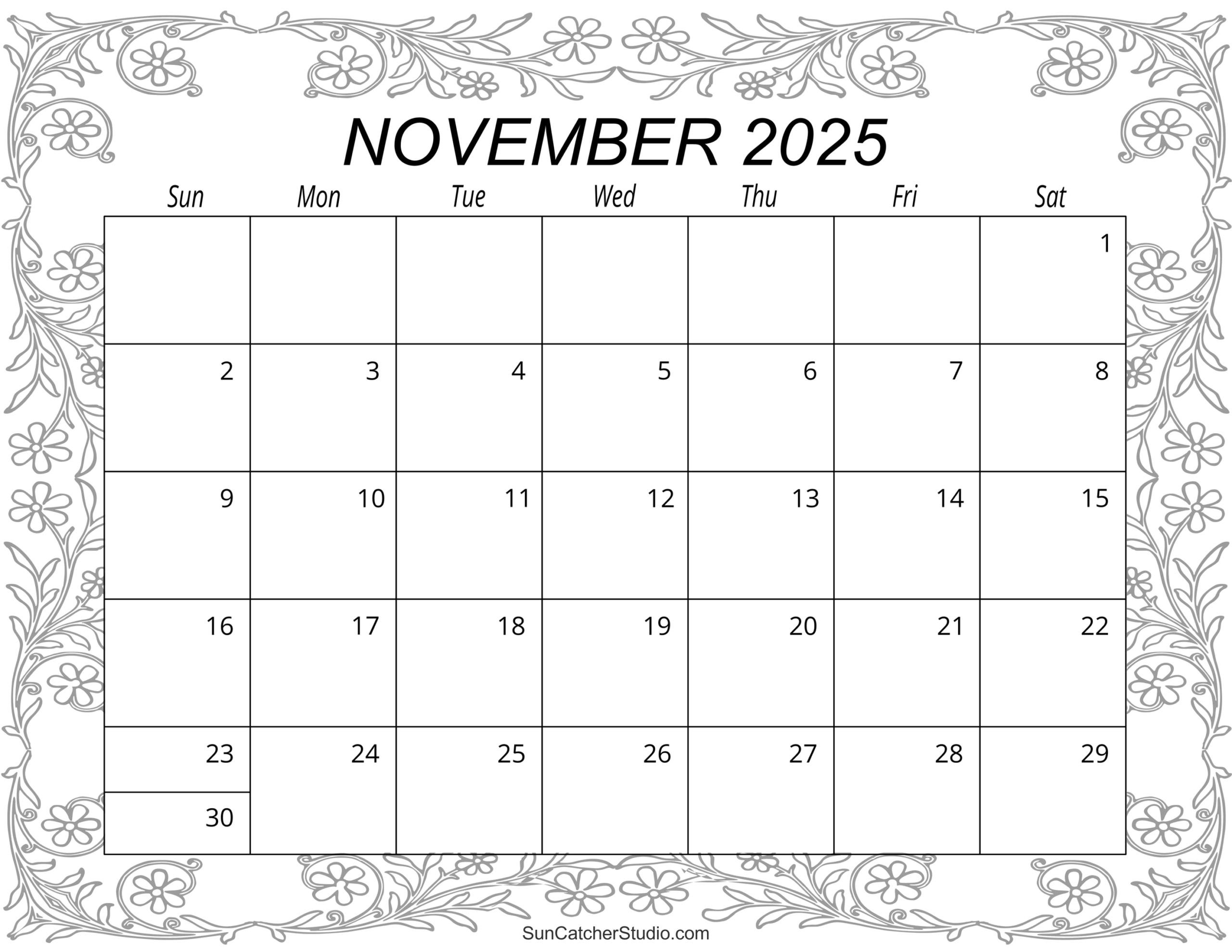 November 2025 Calendar (Free Printable) – Free Printables pertaining to November 2025 Kids Coloring Calendar