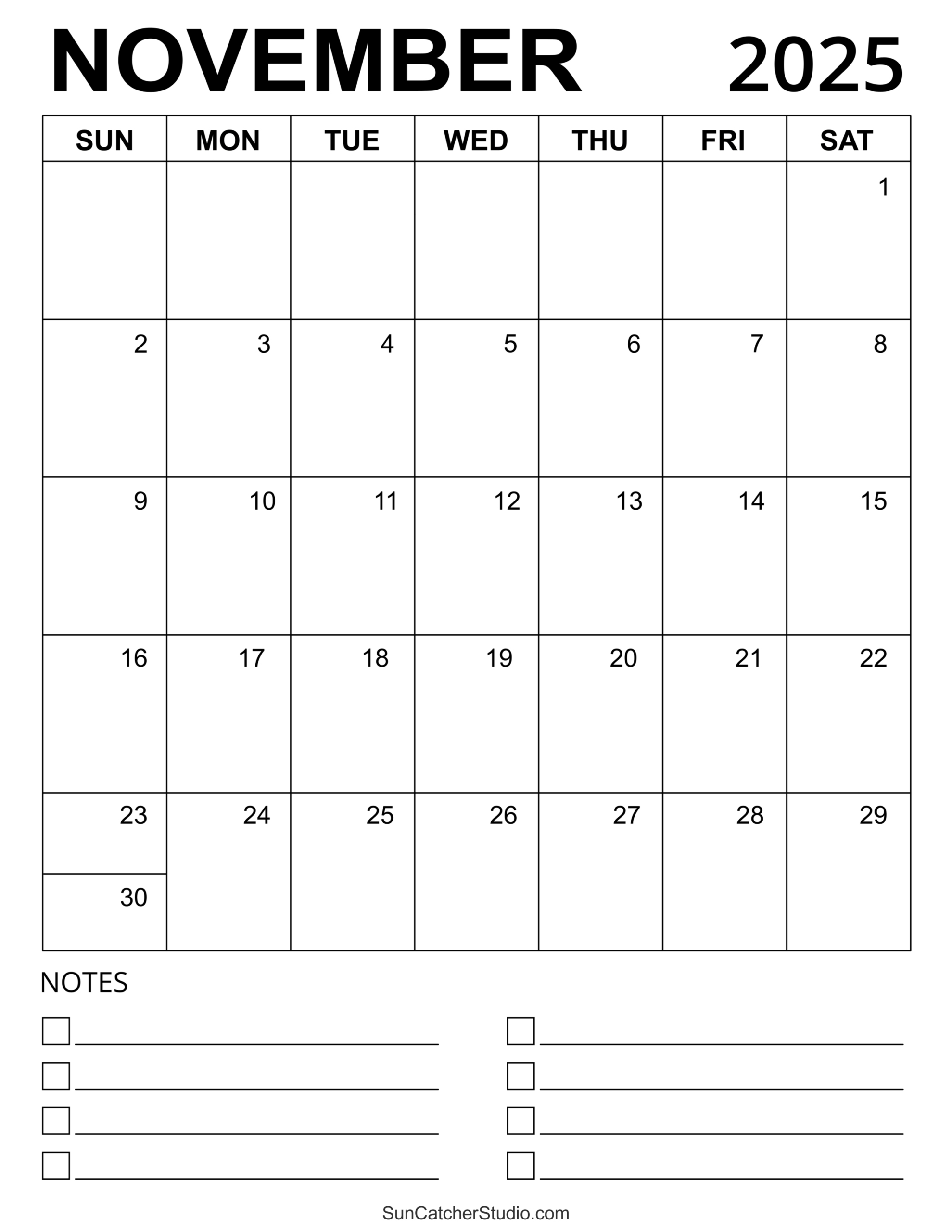 November 2025 Calendar (Free Printable) – Free Printables regarding Word November 2025 Calendar