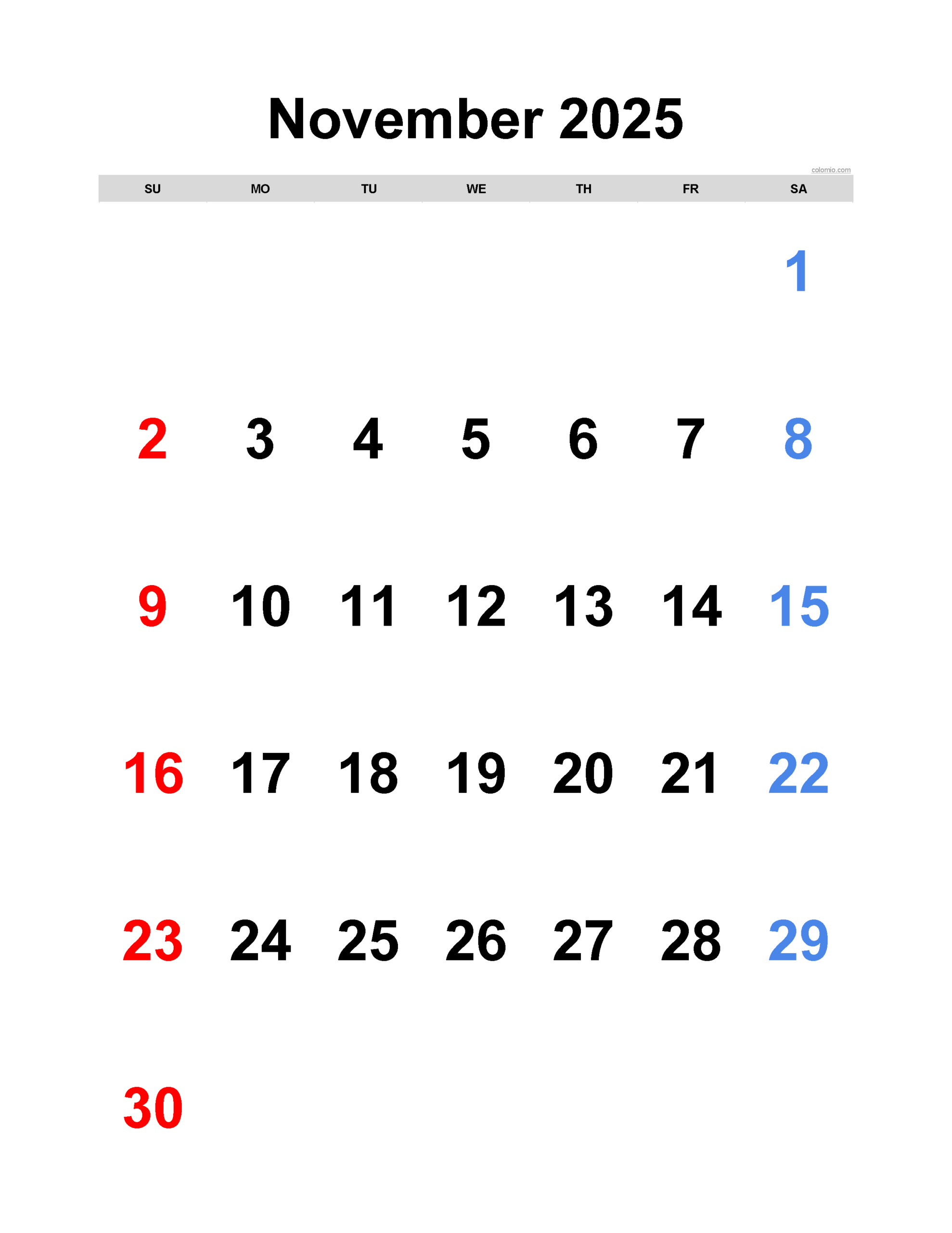 November 2025 Calendar | Free Printable Pdf, Xls And Png throughout November 3 2025 Calendar