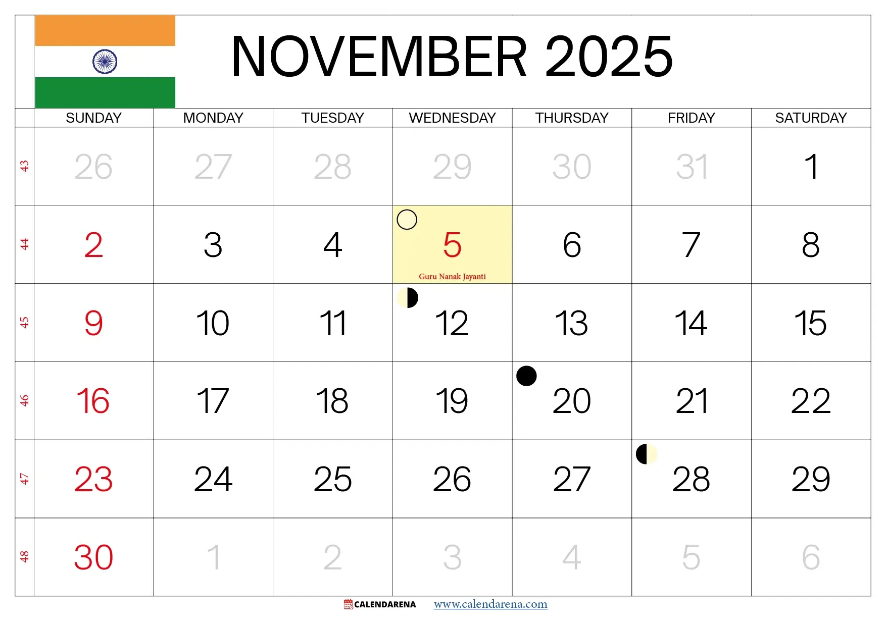 November 2025 Calendar India Download Best Free for November 2025 Calendar with Festivals
