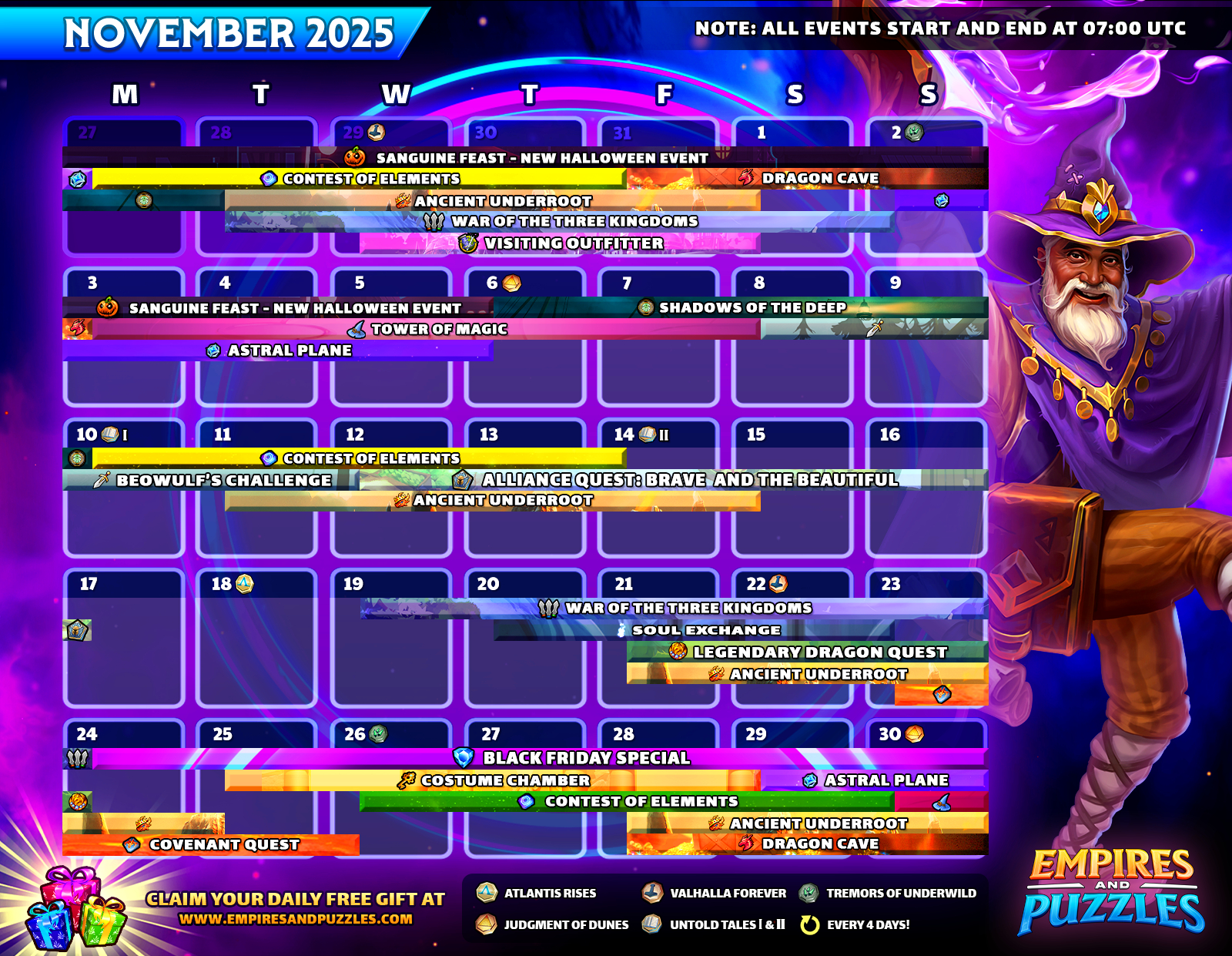 November 2025 Calendar Of Events | Empires & Puzzles within Calendar Events November 2025