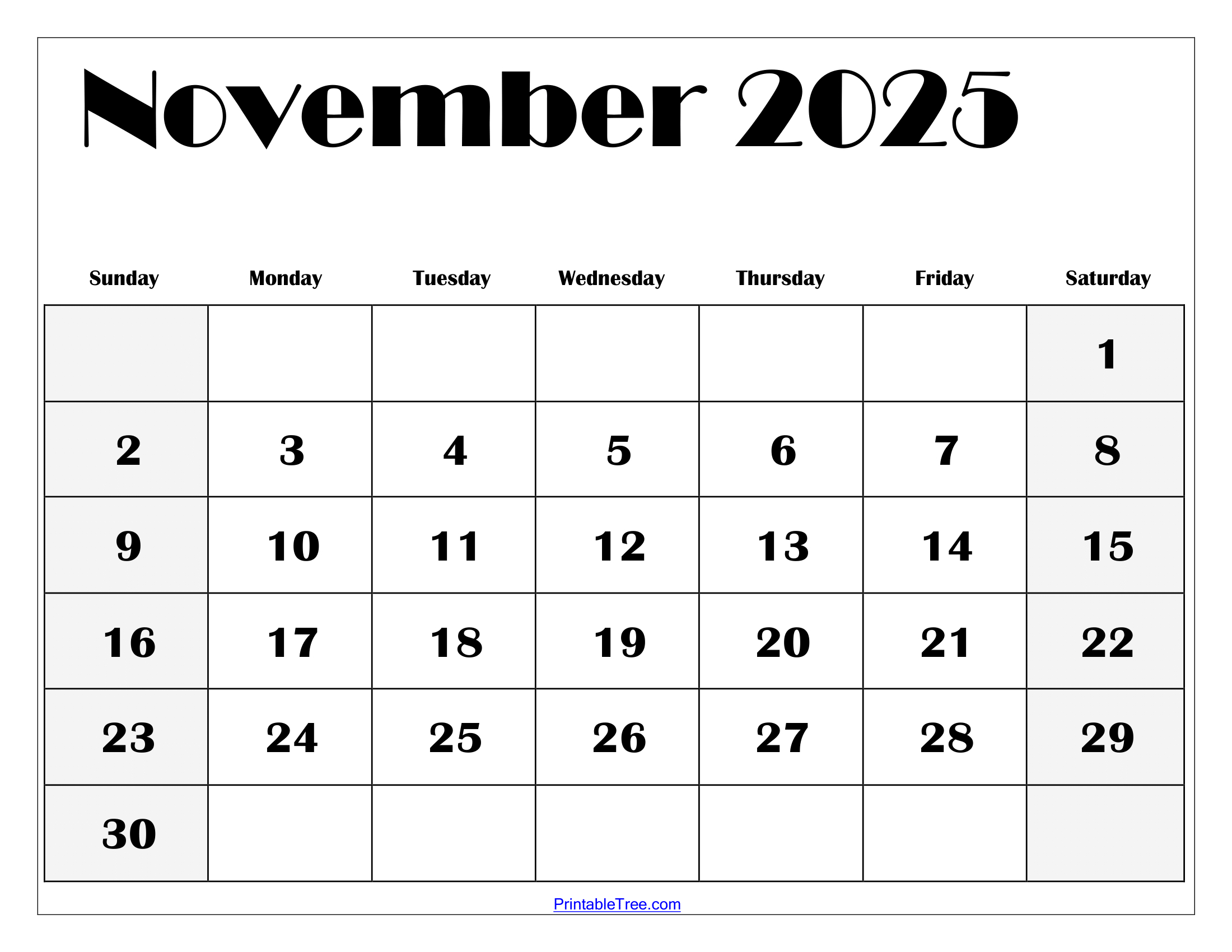 November 2025 Calendar Printable Pdf Template With Holidays inside Calendar 2025 Printable Free November Word