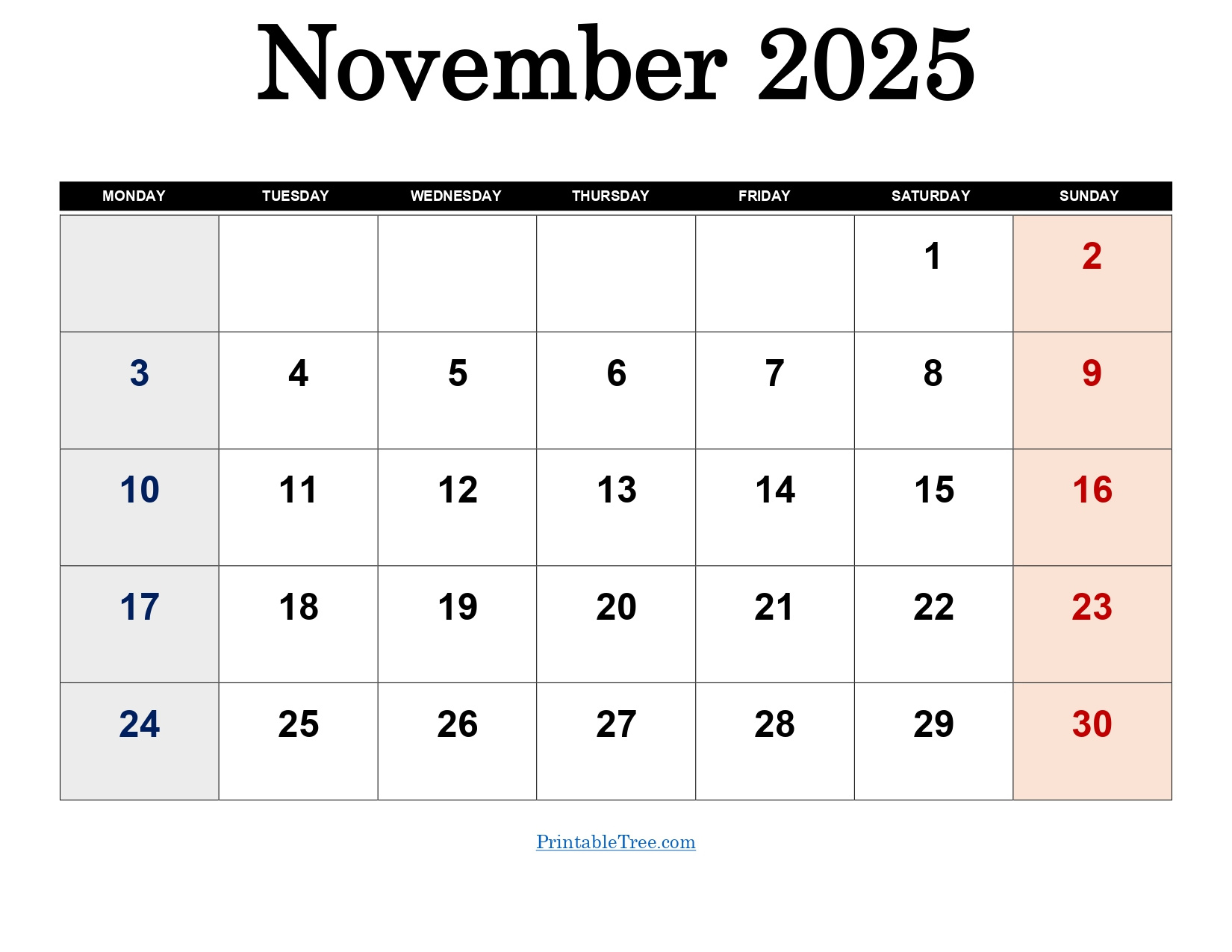 November 2025 Calendar Printable Pdf Template With Holidays pertaining to November Calendar 2025 Monday Start