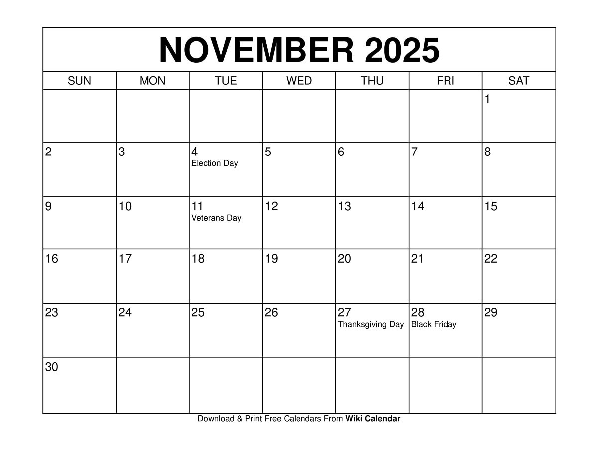 November 2025 Calendar - Printable Templates & More with Small November 2025 Calendar