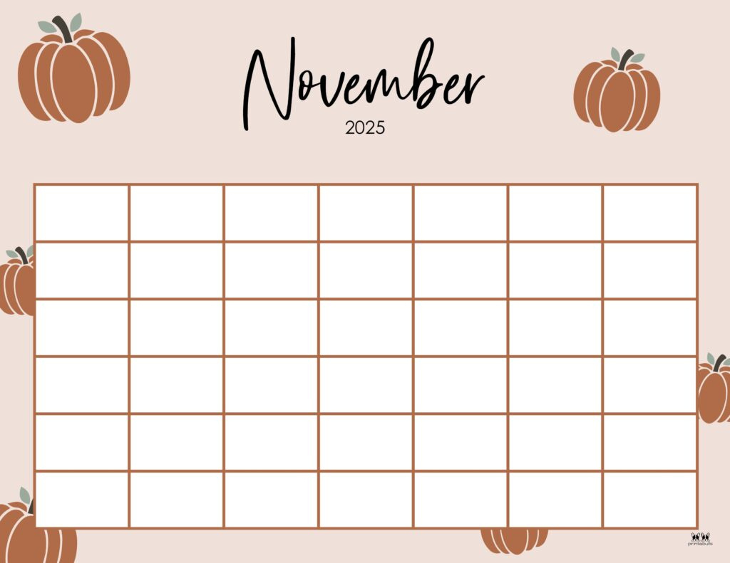 November 2025 Calendars - 107 Free Printables | Printabulls inside November 2025 Calendar Printable Landscape