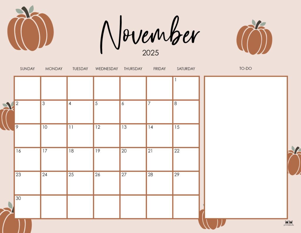 November 2025 Calendars - 107 Free Printables | Printabulls within November Thanksgiving 2025 Calendar