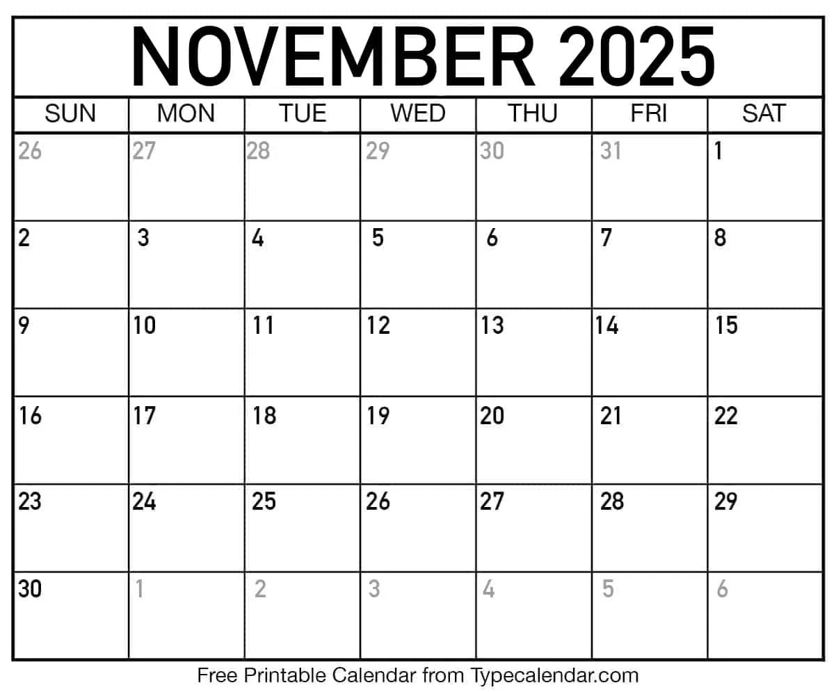 November 2025 Calendars - Free Printable Templates with How Many Days Are In November 2025 Calendar