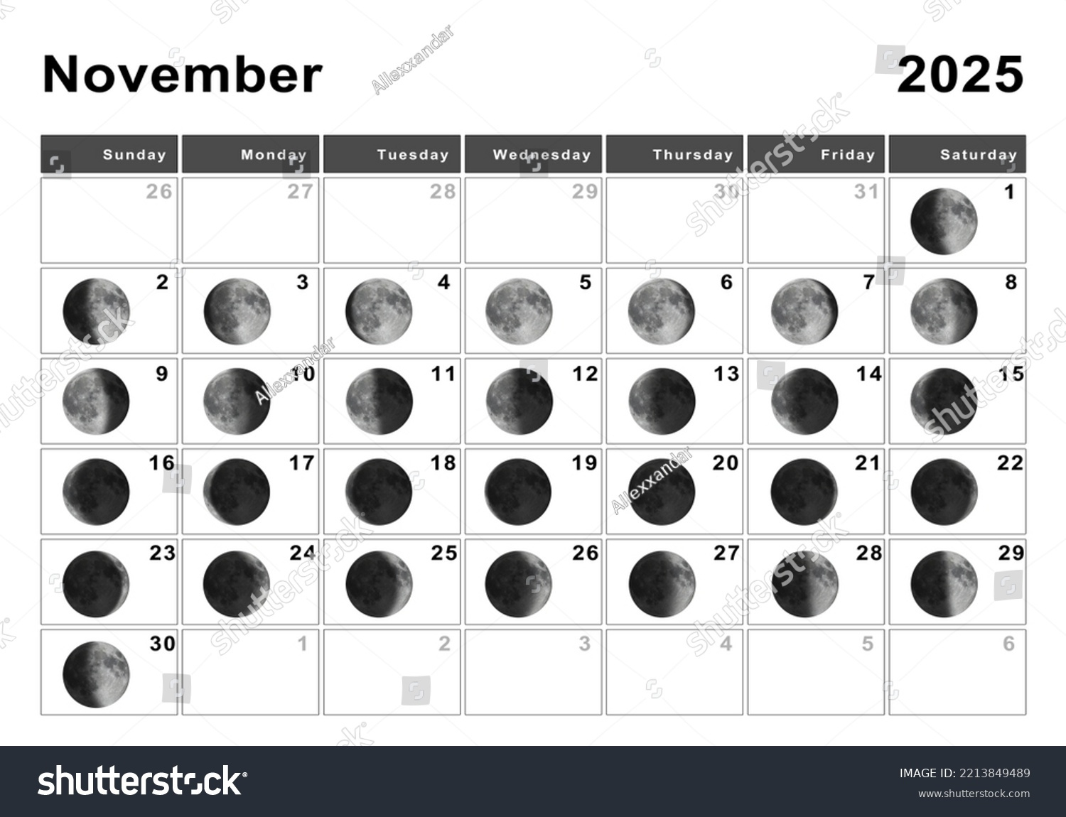 November 2025 Lunar Calendar Moon Cycles Stock Illustration intended for Lunar Calendar For November 2025