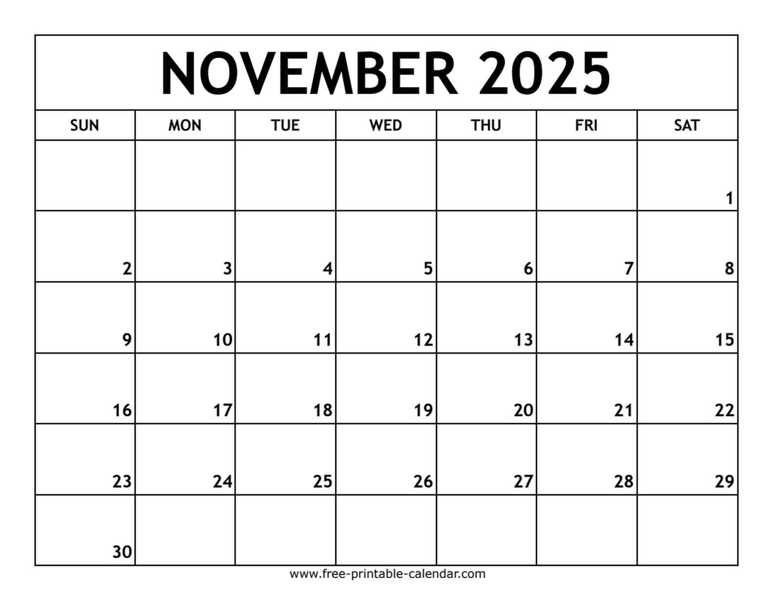 November 2025 Printable Calendar - Free Download pertaining to November 2025n Calendar