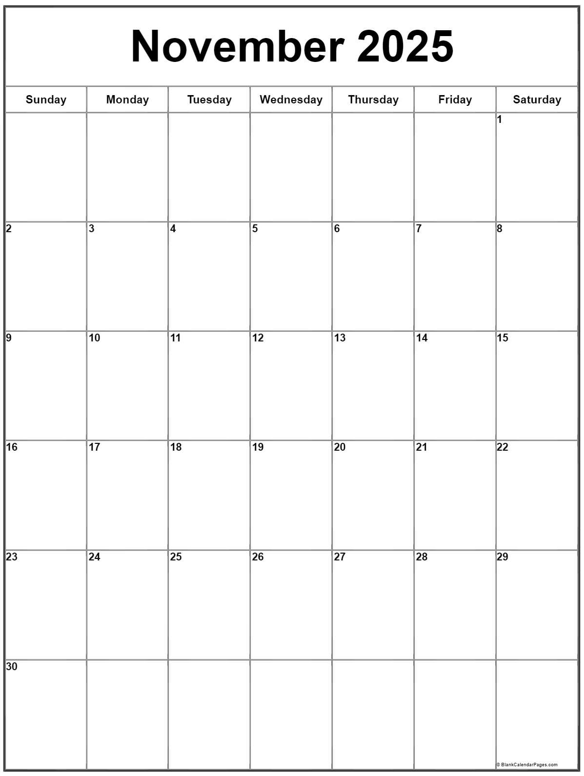November 2025 Vertical Calendar | Portrait pertaining to November 2025 Calendar Vertical