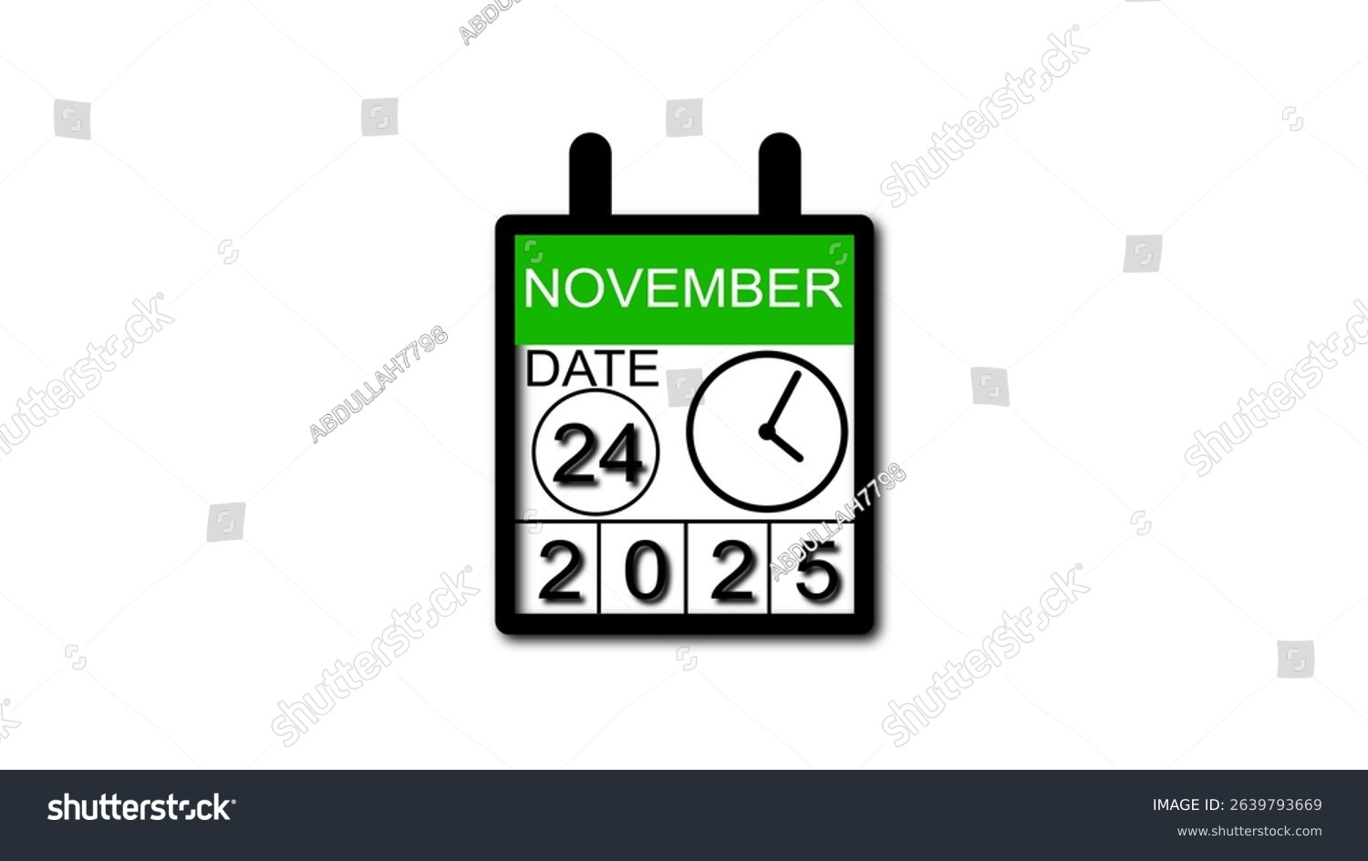 November 24 Date 2025 Illustration 4K: Stockillustration for November 24 2025 Calendar