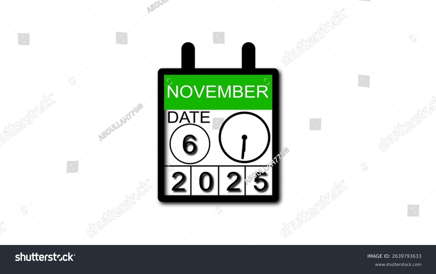 November 6 Date 2025 Illustration 4K: Stockillustration 2639793633 with November 6 2025 Calendar
