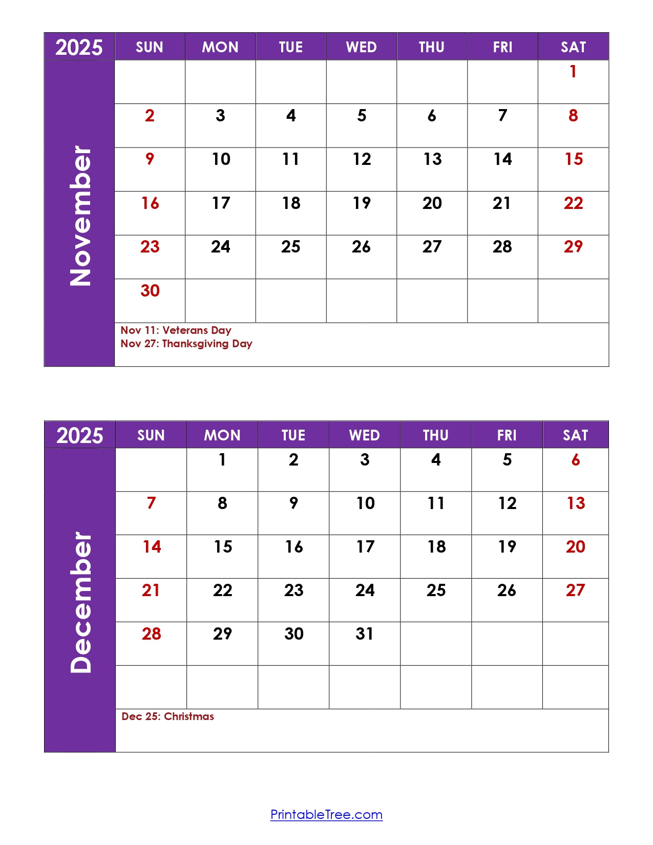November And December 2025 Calendar Printable Pdf | Two Months regarding Calendar For November and December 2025