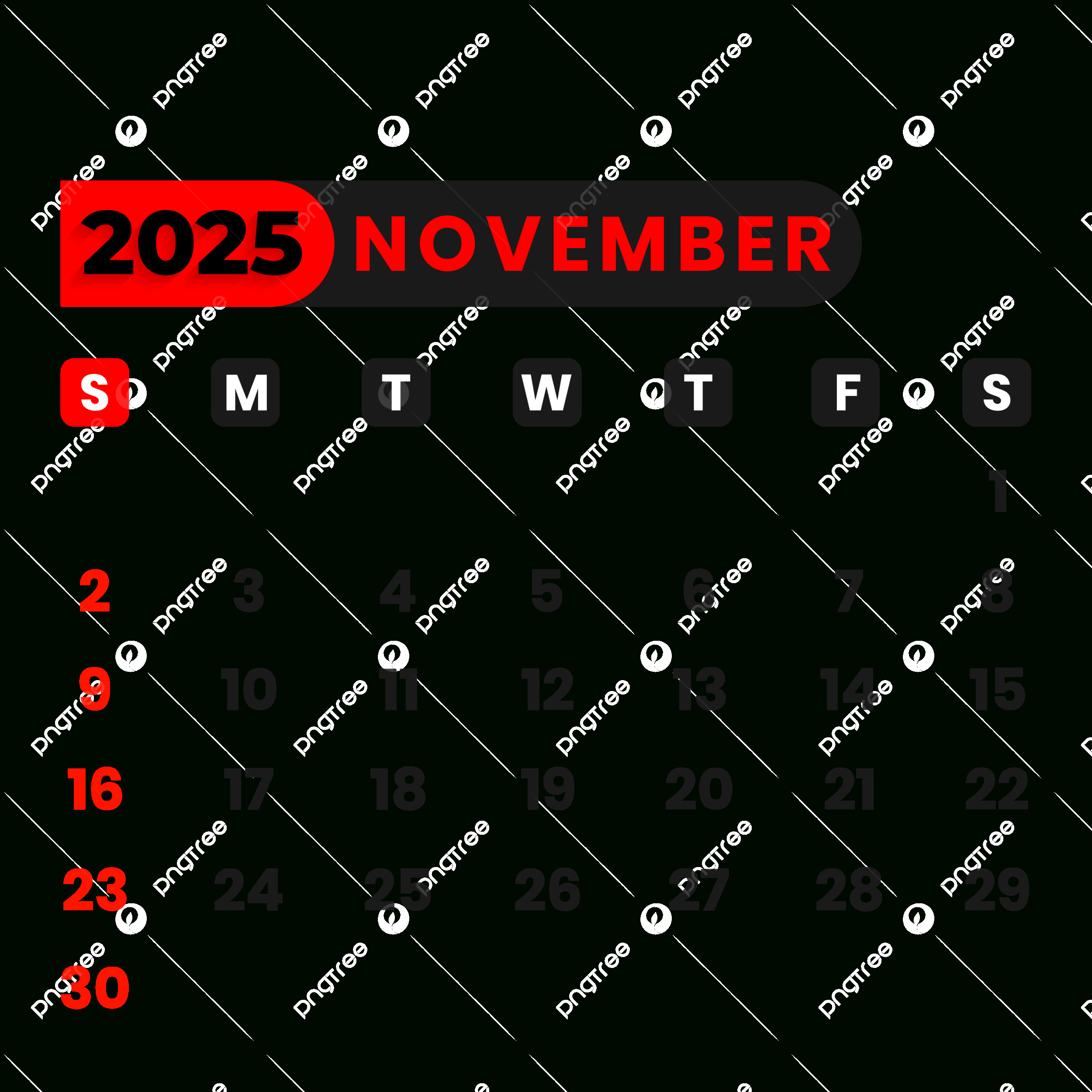 November Calendar 2025 Vector, November, Calendar 2025, Calendar pertaining to November 2025 Calendar Black Background