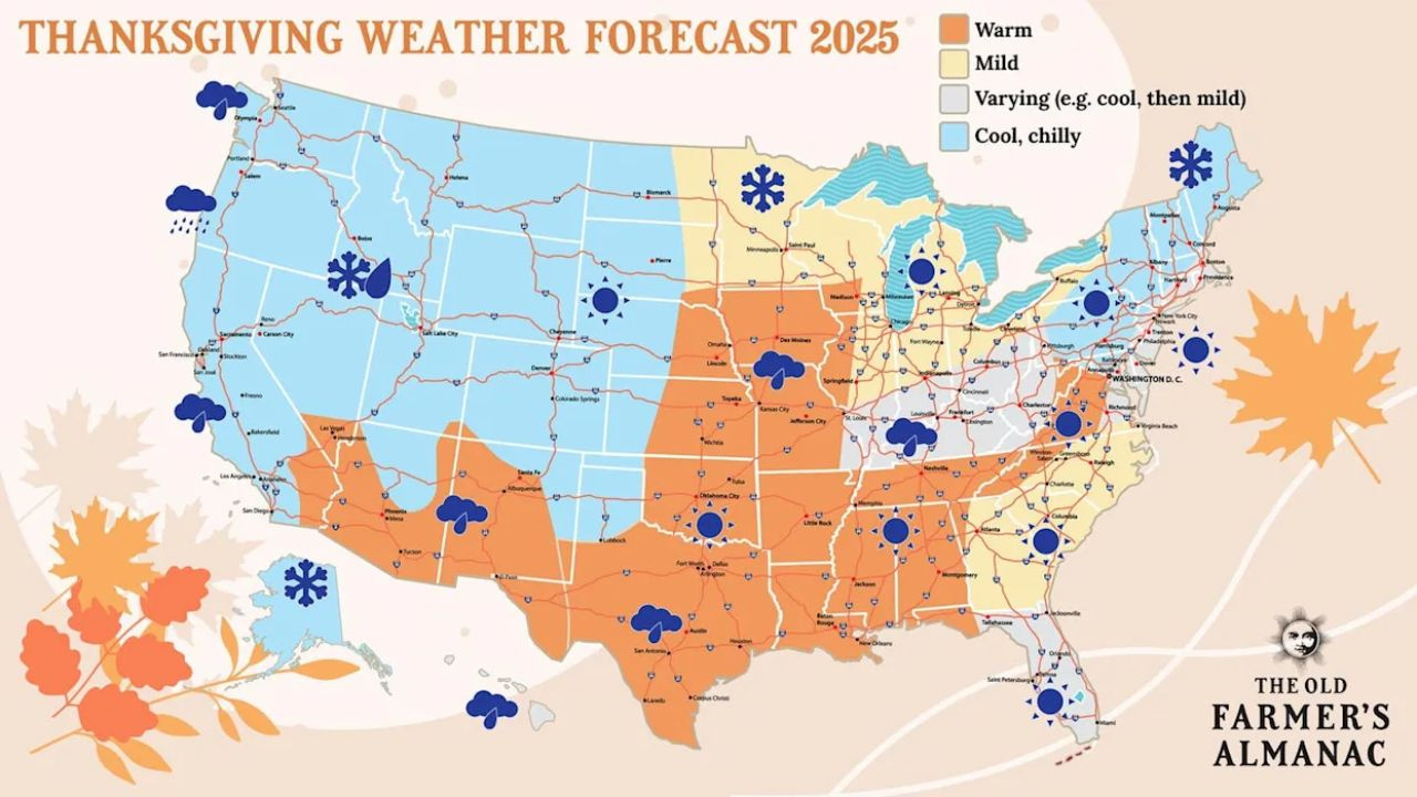Old Farmer'S Almanac Thanksgiving Weather Prediction: Cold With A regarding Weather Calendar November 2025