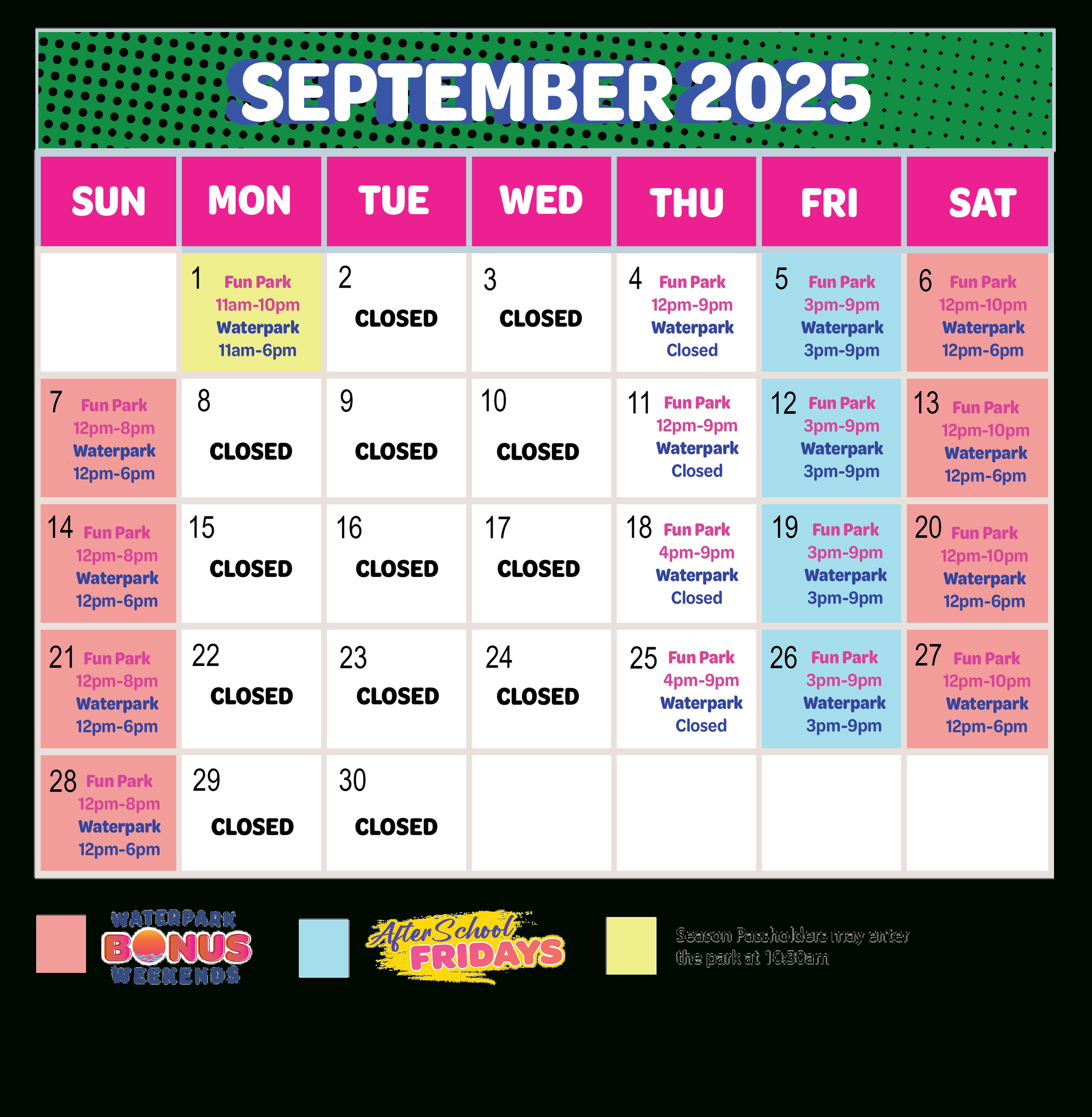 Park Hours — Daytona Lagoon throughout Daytona Beach Calendar of Events 2025 November