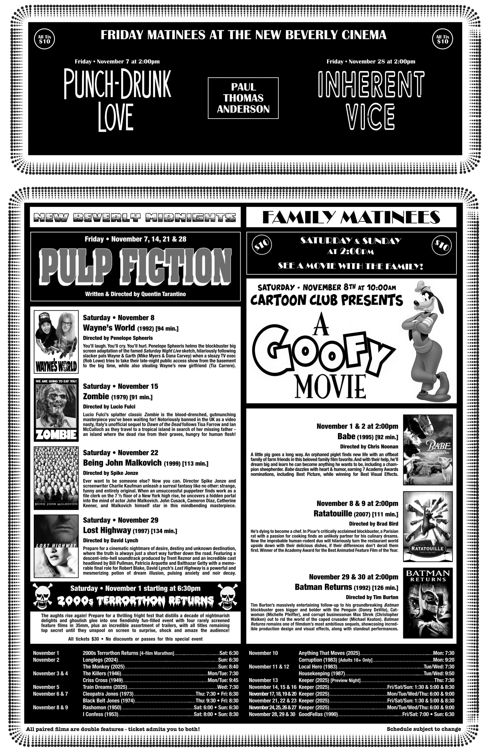 Print Calendars | New Beverly Cinema inside November 2025 Movie Calendar