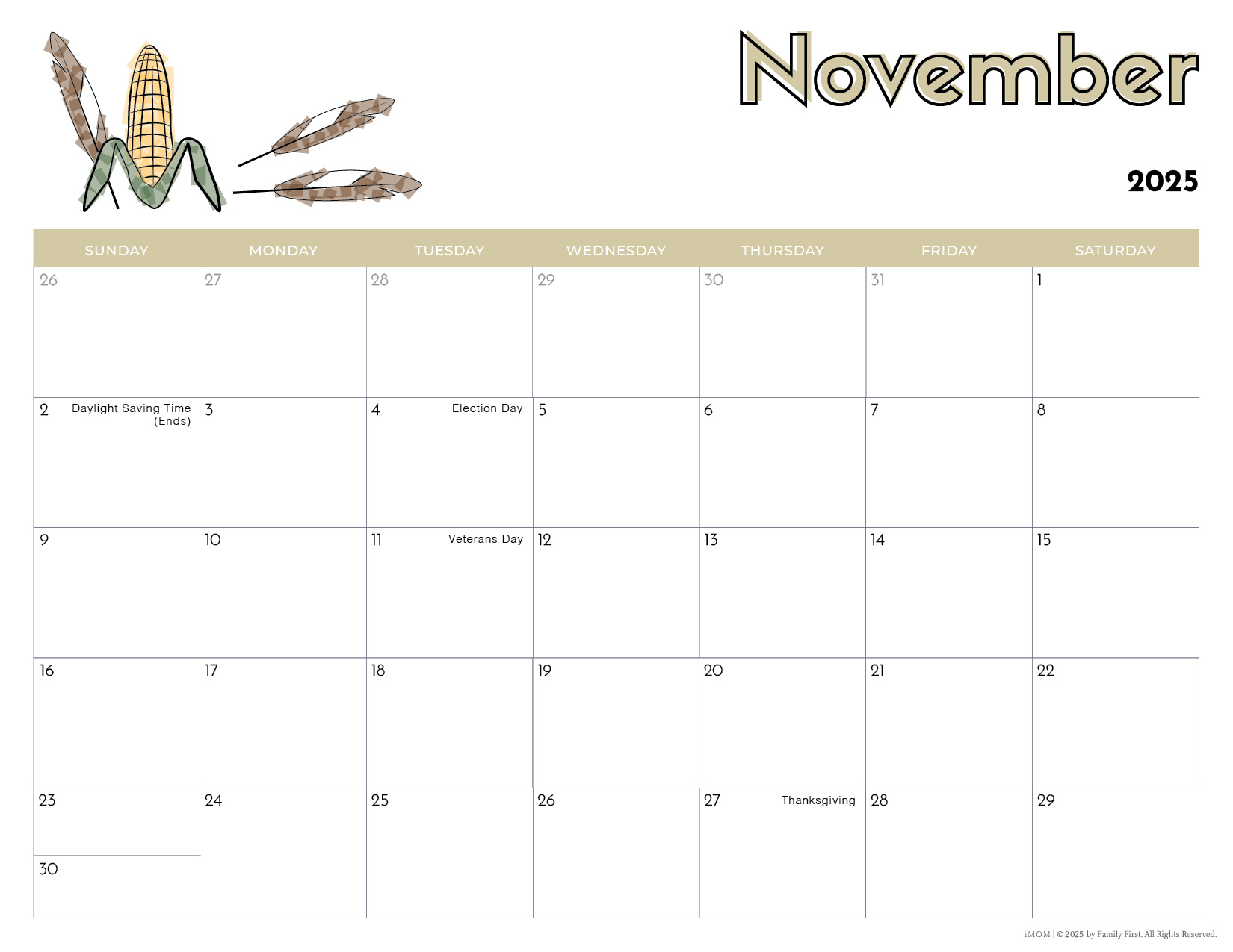 Printable Calendars For Kids2025-2026 Printable Calendars For Kids in November Calendar 2025 Printable For Kids