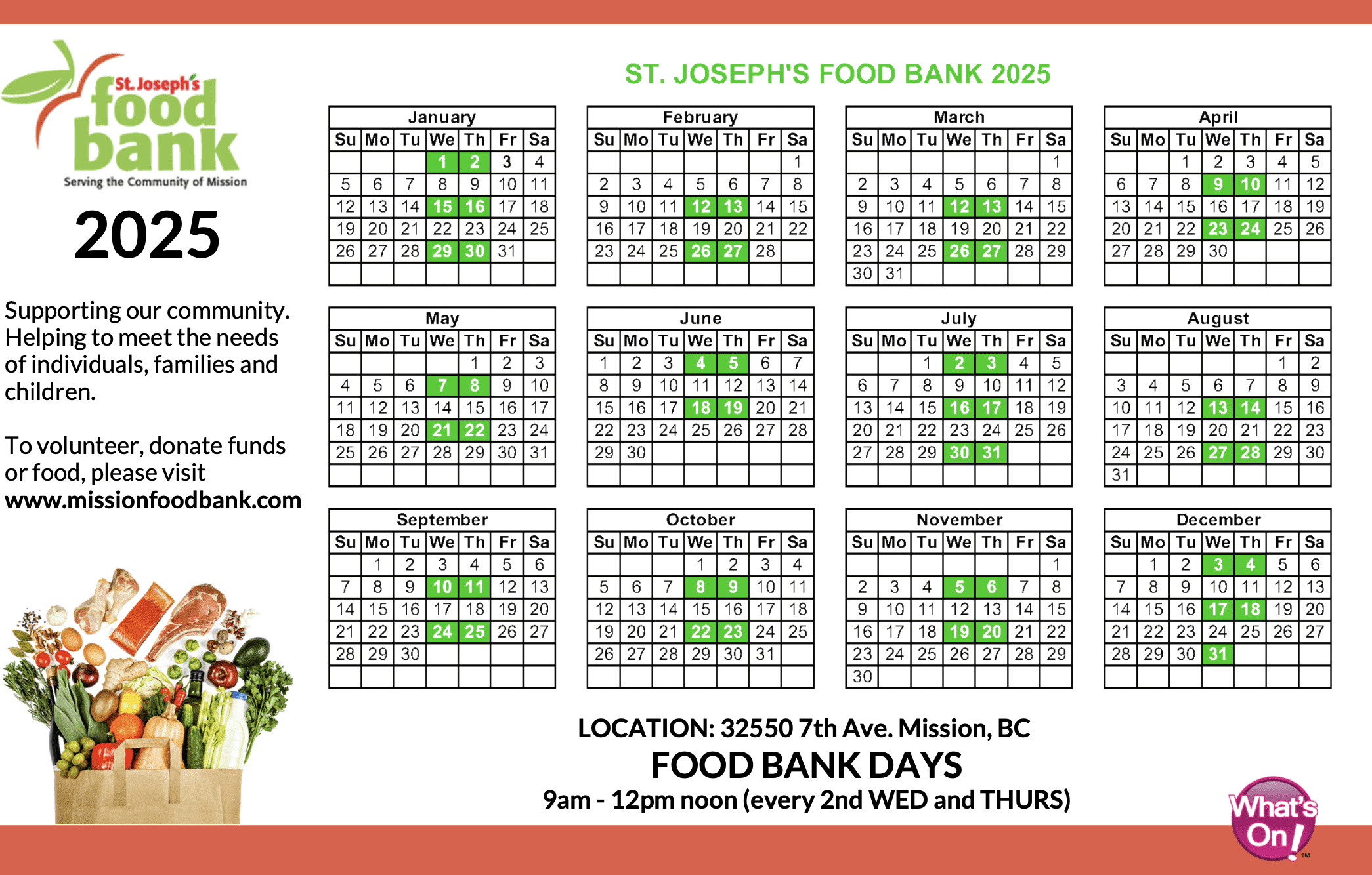 Terms Of Use – St Joseph&amp;#039;S Food Bank with regard to Food Bank Calendar November 2025
