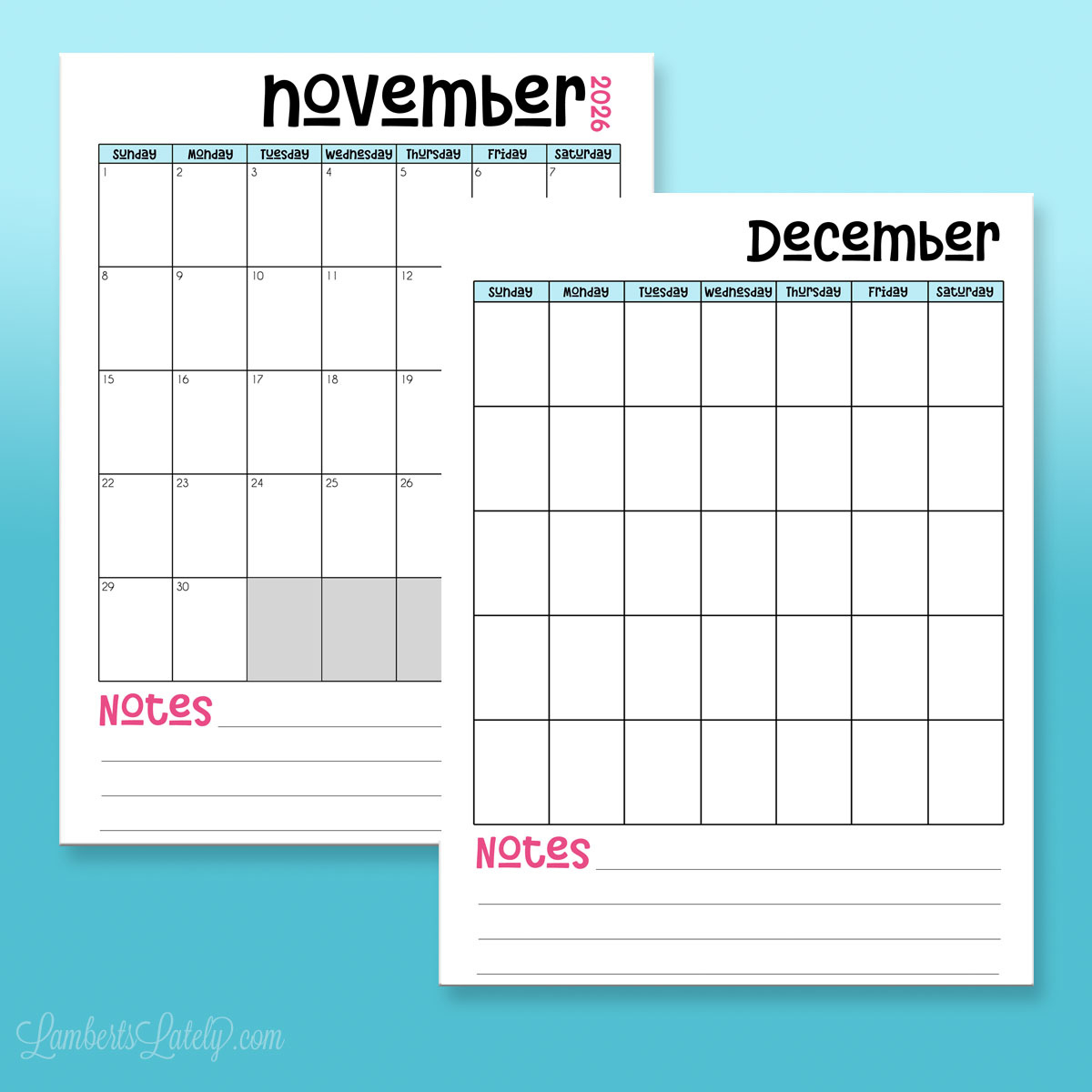 12 Free Printable Calendars For 2026 | Lamberts Lately pertaining to 8.5x11 2026 Calendar Printable Free