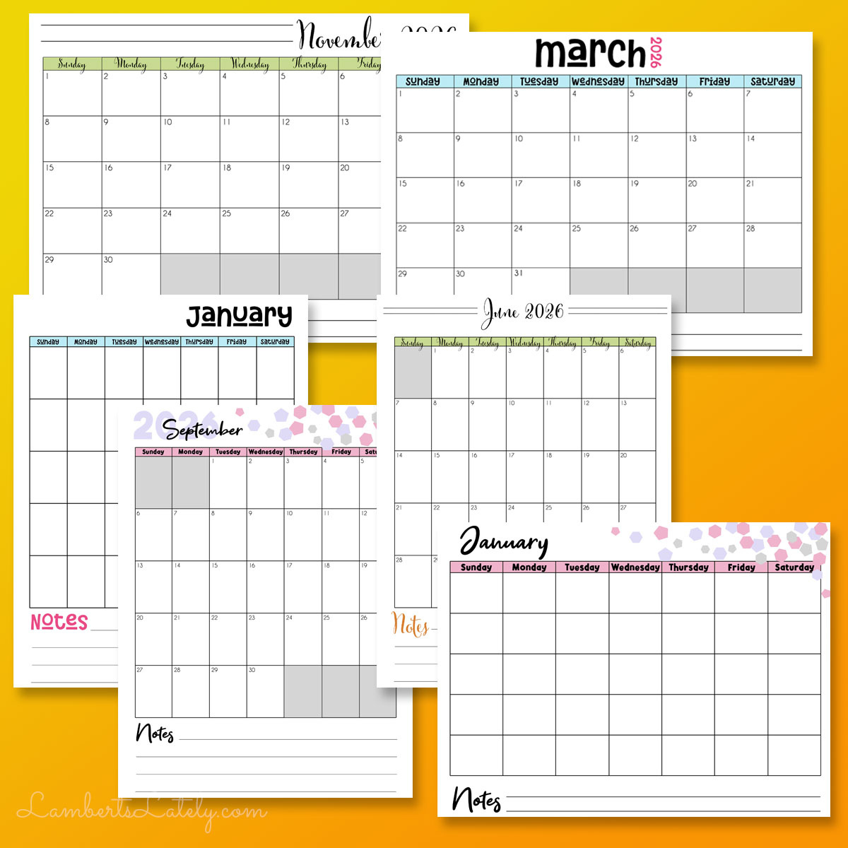 12 Free Printable Calendars For 2026 | Lamberts Lately within 8.5x11 2026 Calendar Printable Free
