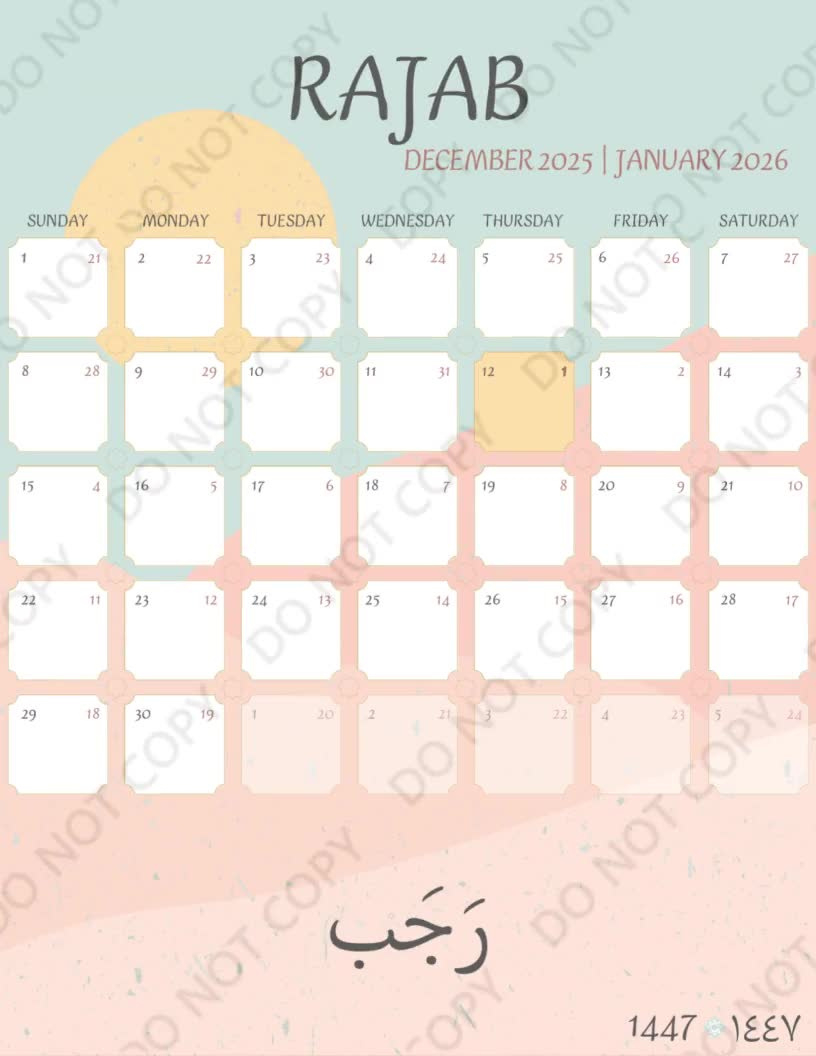 1447 Hijri Kalenderjahr, 1447 Islamischer Kalender Pdf, 2025 Hijri  Kalender, 2026 Hijri Kalender, Islam Kalender 2025 Hijir Pdf, Hijri Monate in Islamic Finder Calendar 2026