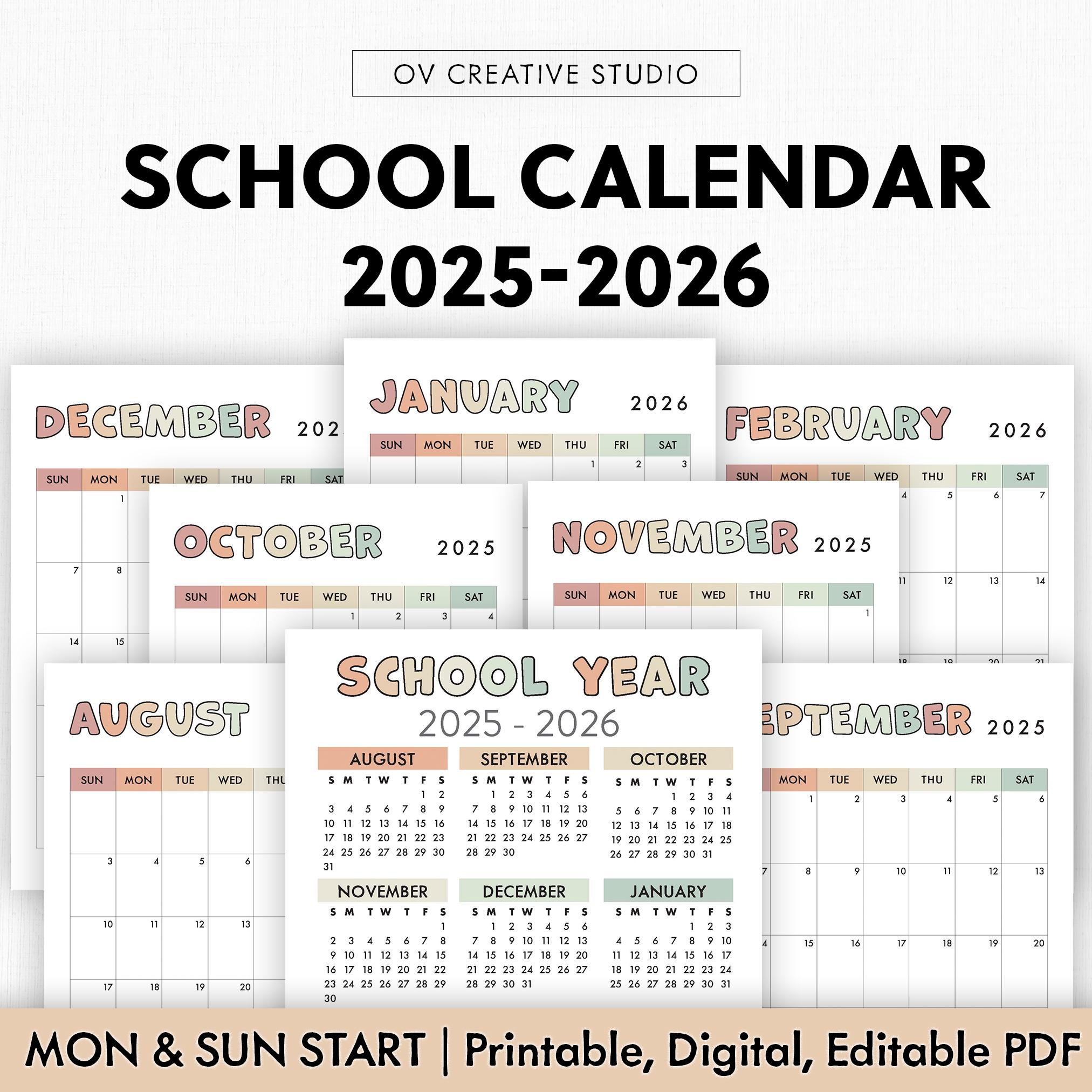 2024/2025 School Calendar - Etsy for Nyc Catholic School Calendar 2026 to 2027