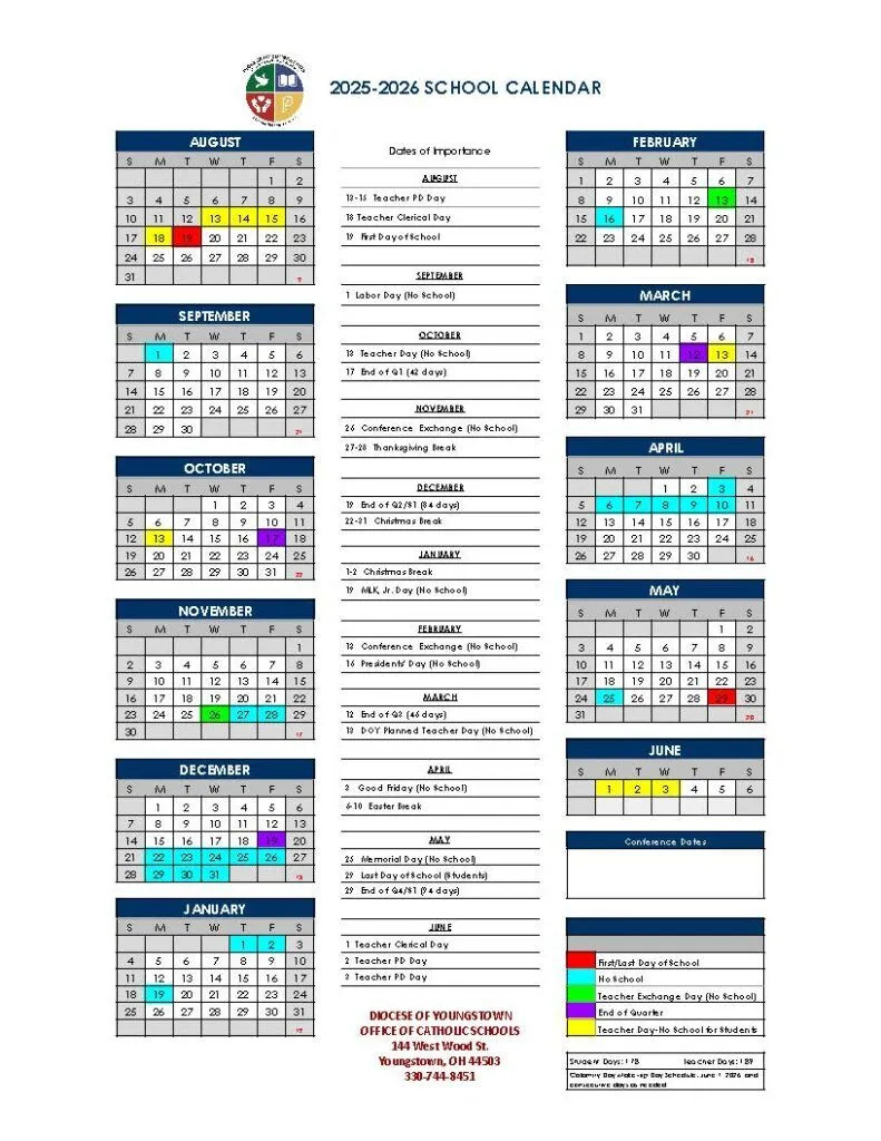 2025-2026 Doy Catholic Schools Calendar Available | The Catholic regarding Catholic Education School Calendar 2026