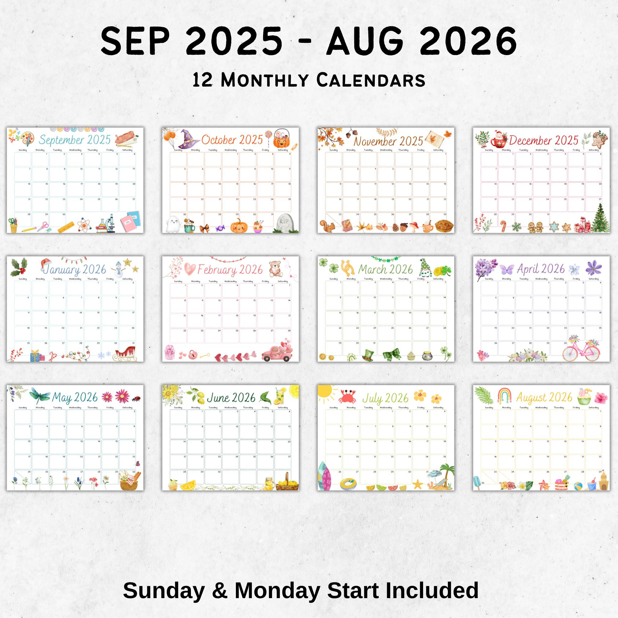 2025–2026 School Year Calendar Printable Fillable Pdf | September regarding September 2025 August 2026 Calendar Printable