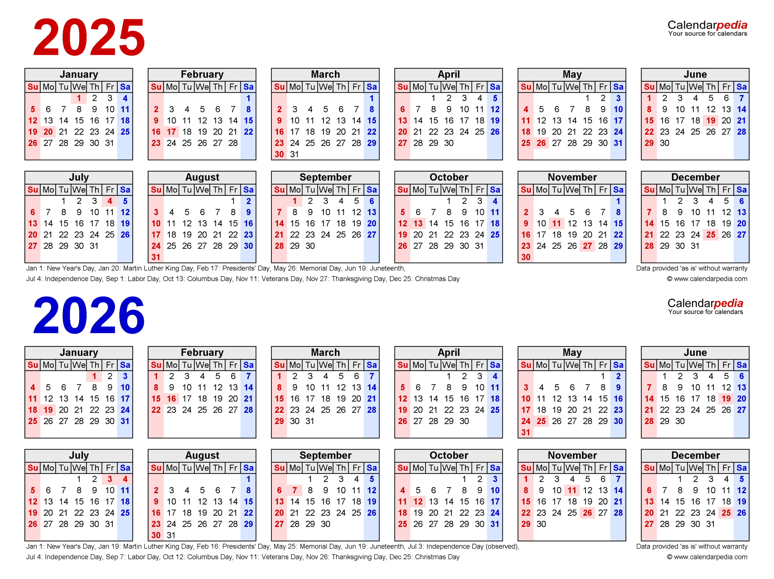 2025-2026 Two Year Calendar - Free Printable Pdf Templates throughout General Blue Calendar 2026 Printable